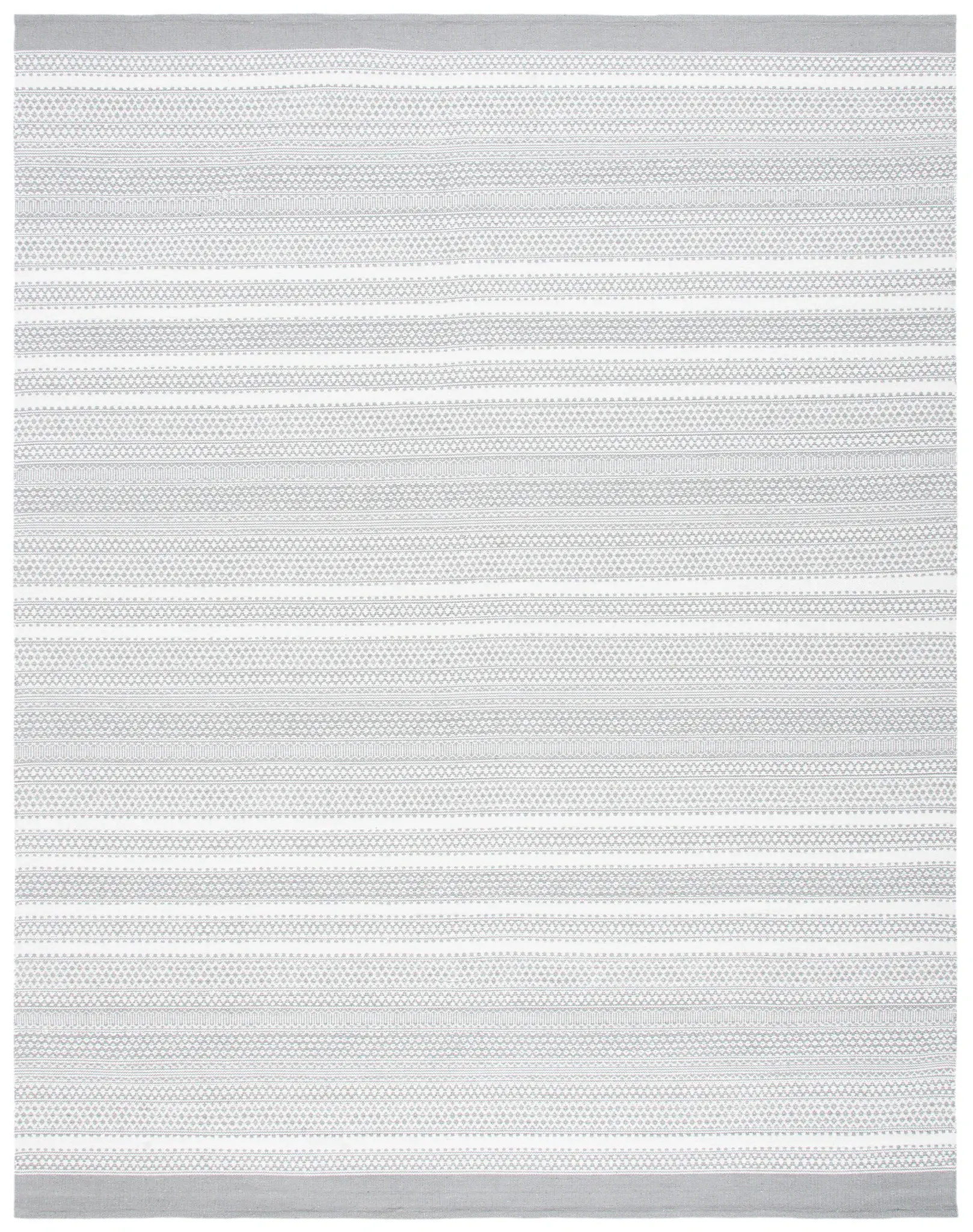Kilim End Border Stripe Flatweave Cotton Rug