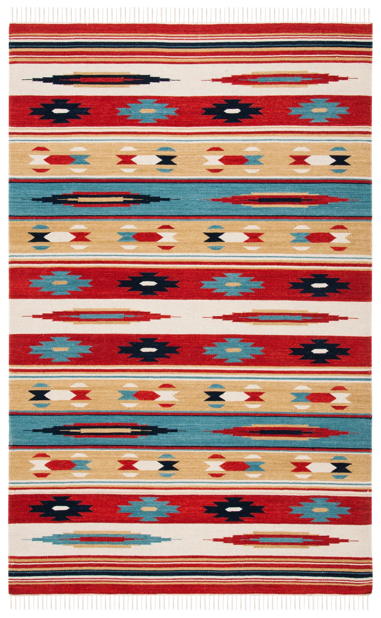Kilim Tribal Stripe Flatweave Wool Rug