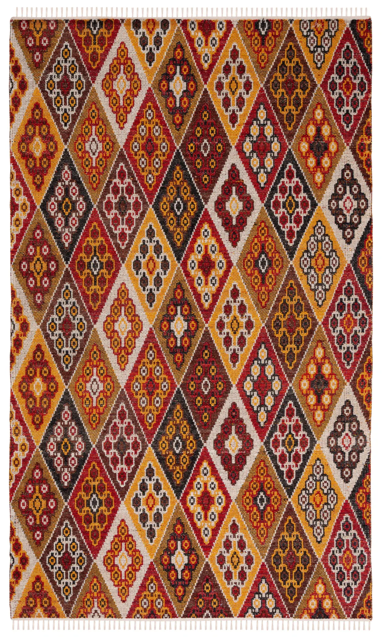 Kilim Diamond Lattice Flatweave Wool Rug