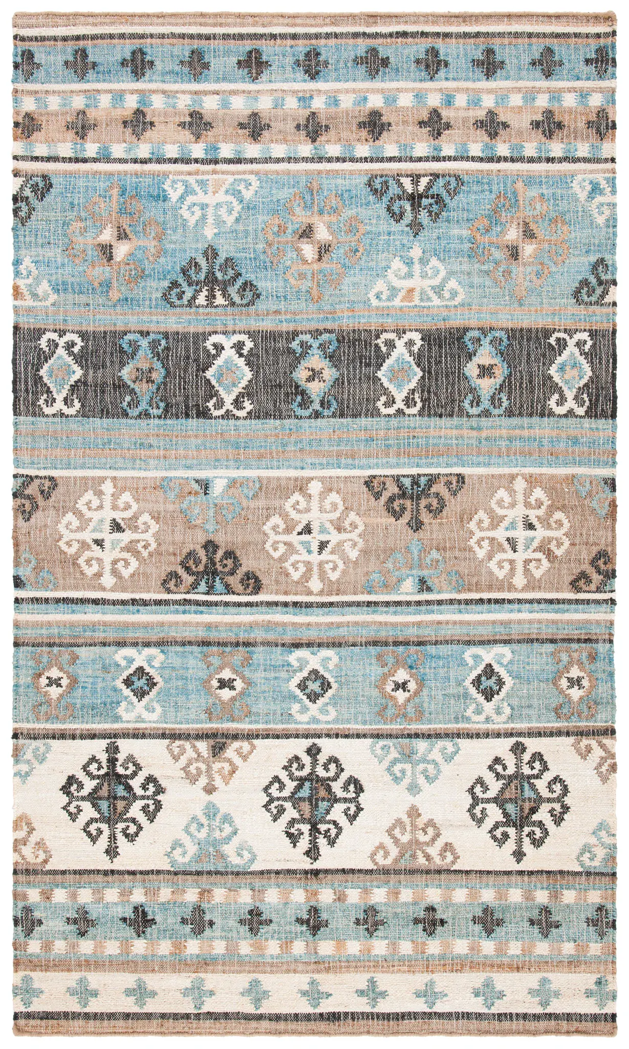 Kilim Banded Flatweave Jute Rug