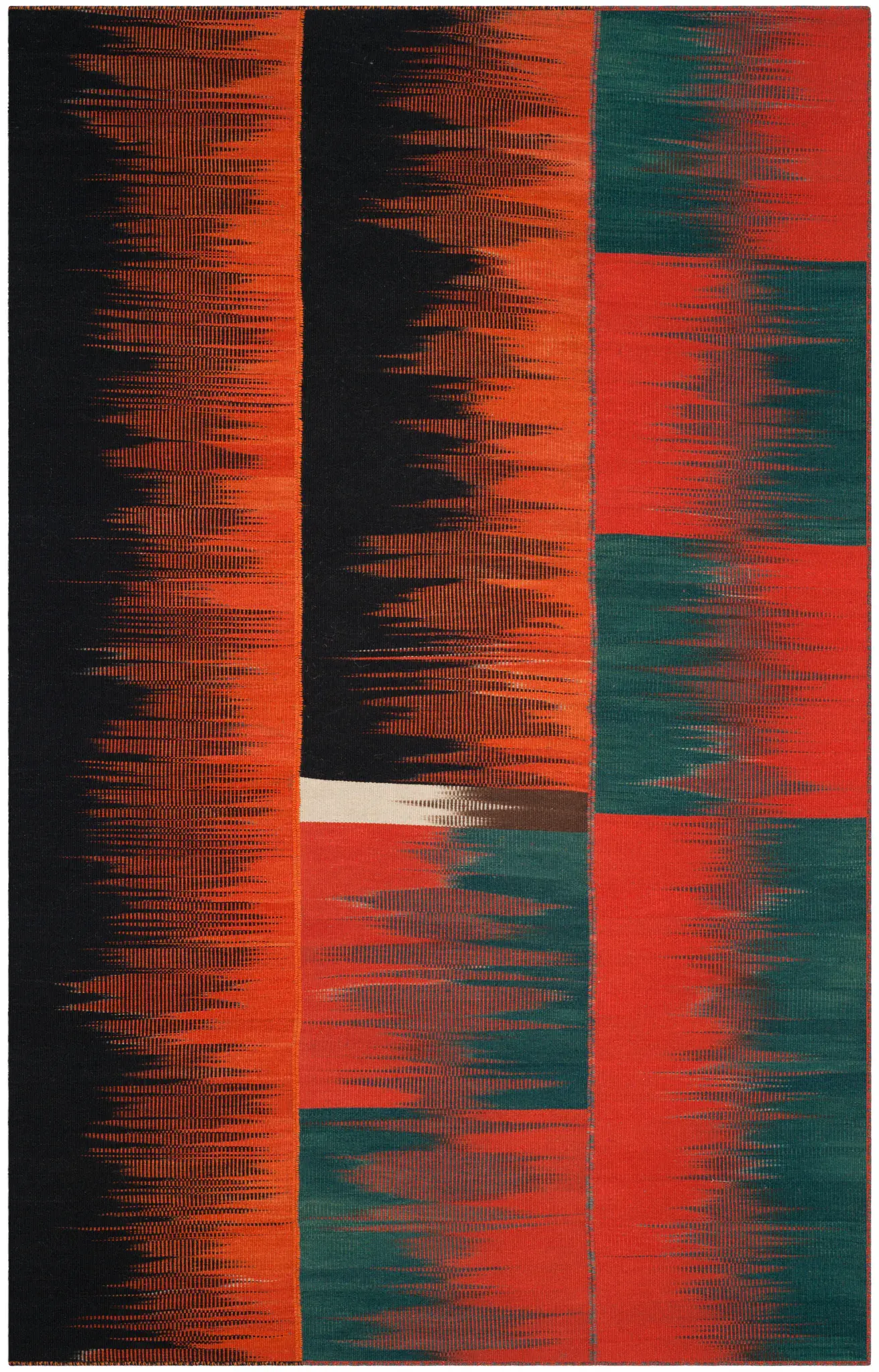 Kilim Jagged Stripe Hand-Woven Wool Rug