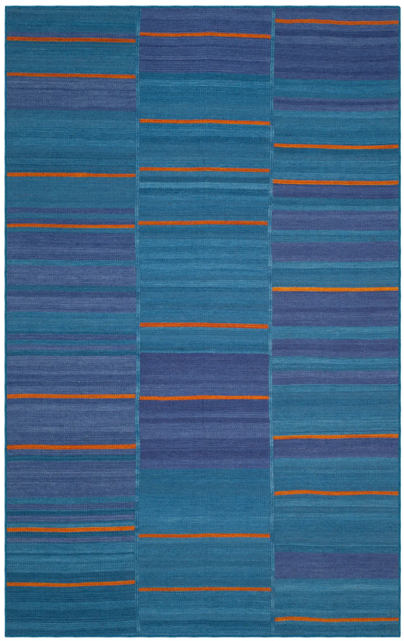 Kilim Banded Panel Stripe Hand-Woven Wool Rug