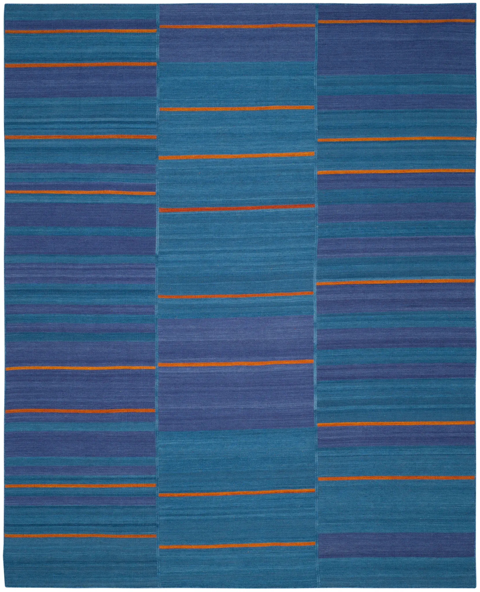 Kilim Banded Panel Stripe Hand-Woven Wool Rug