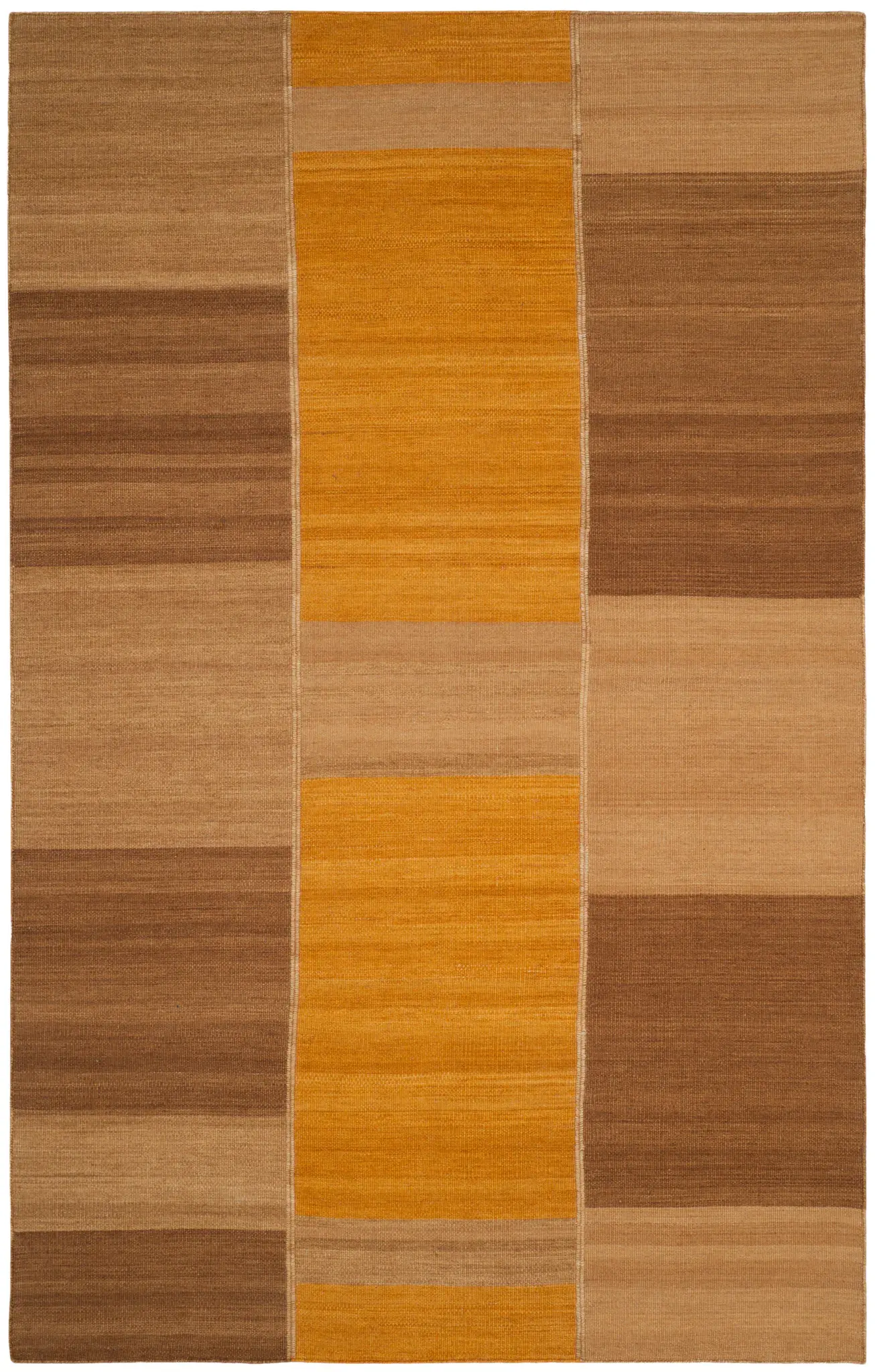 Kilim Blocked Panel Hand-Woven Wool Rug