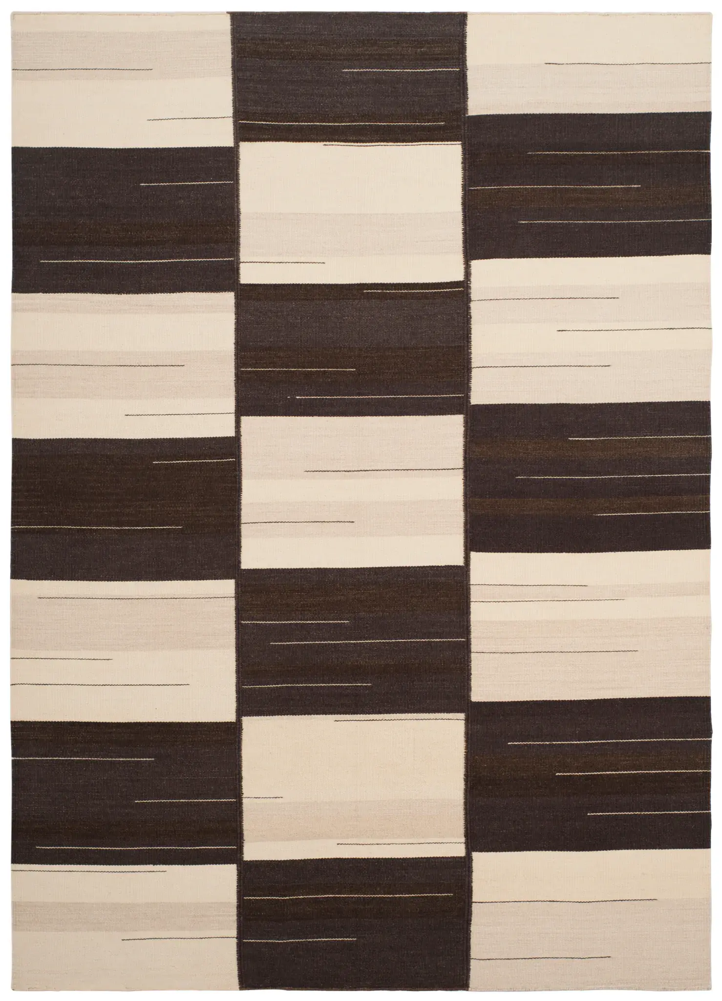 Kilim Checkerboard Hand-Woven Wool Rug
