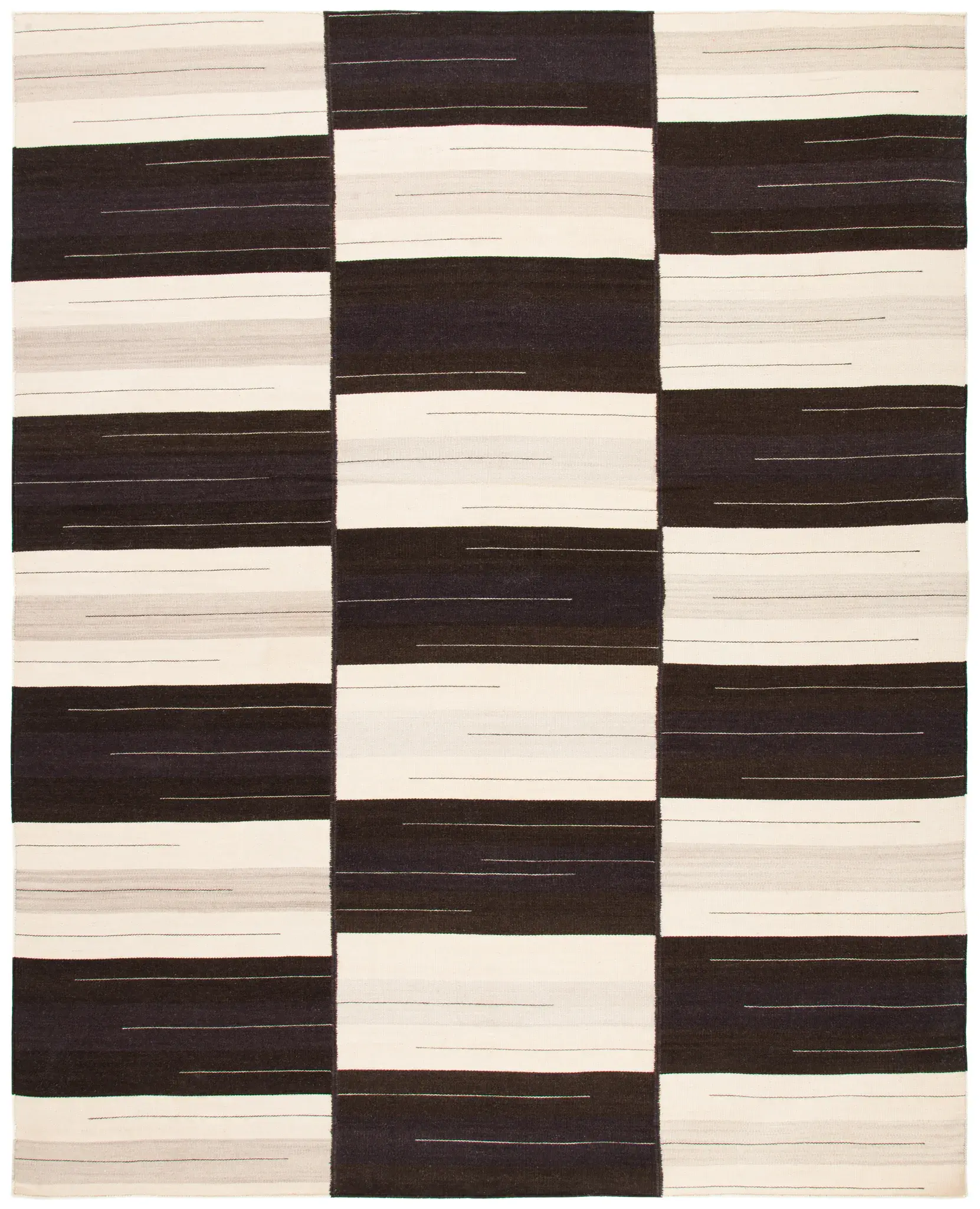 Kilim Checkerboard Hand-Woven Wool Rug