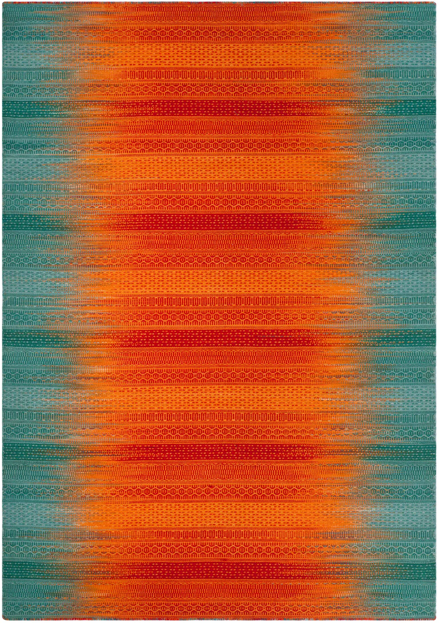 Kilim Ombre Stripe Hand-Woven Wool Rug