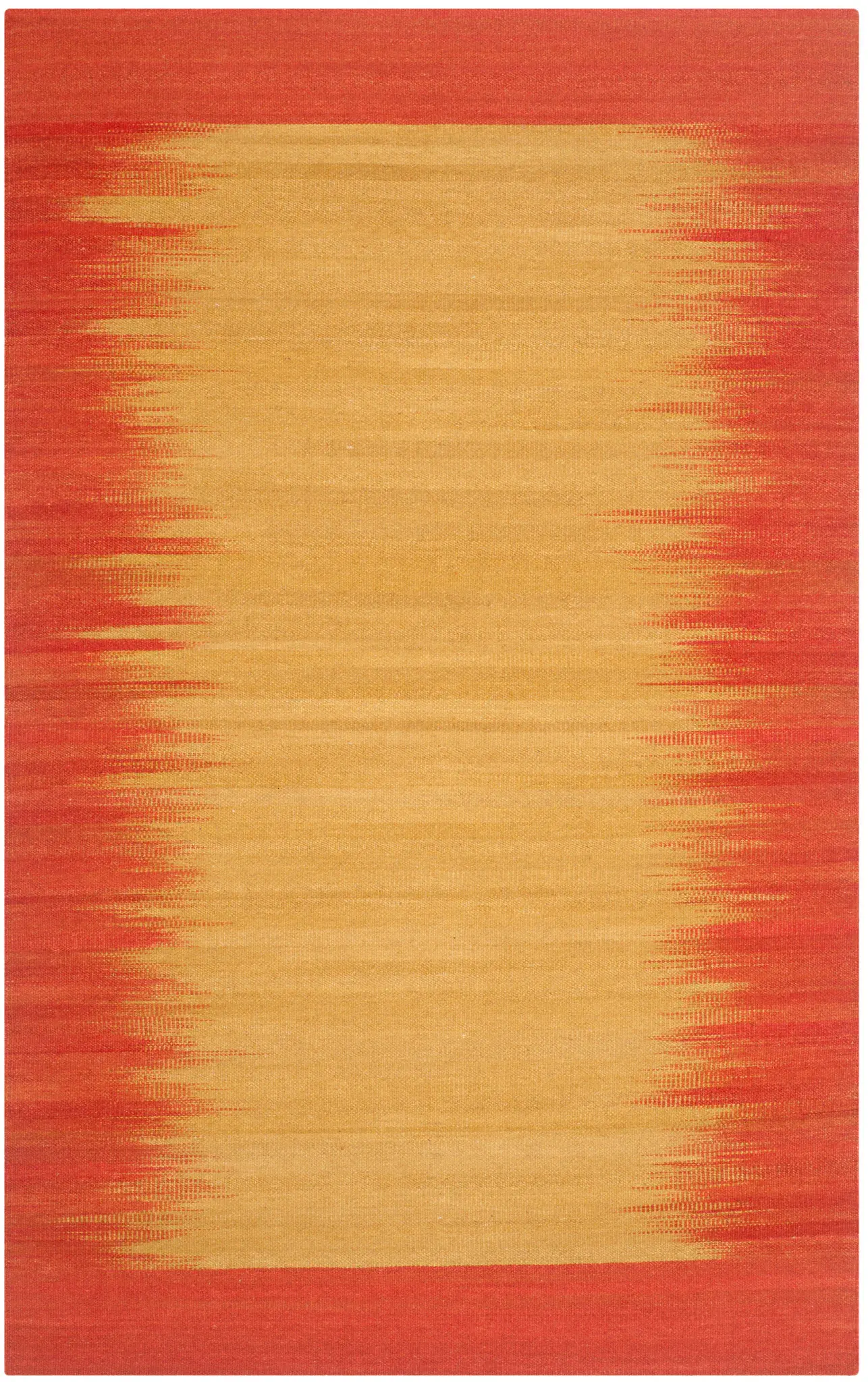 Kilim Modern Ombre Border Hand-Woven Wool Rug