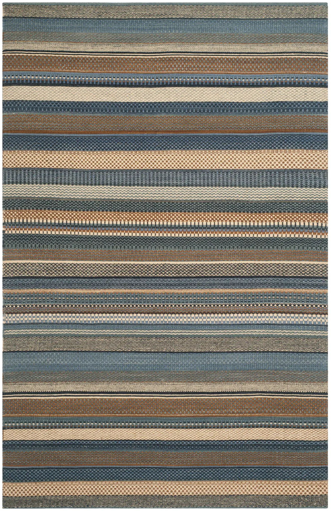 Kilim Tribal Stripe Hand-Woven Wool Rug
