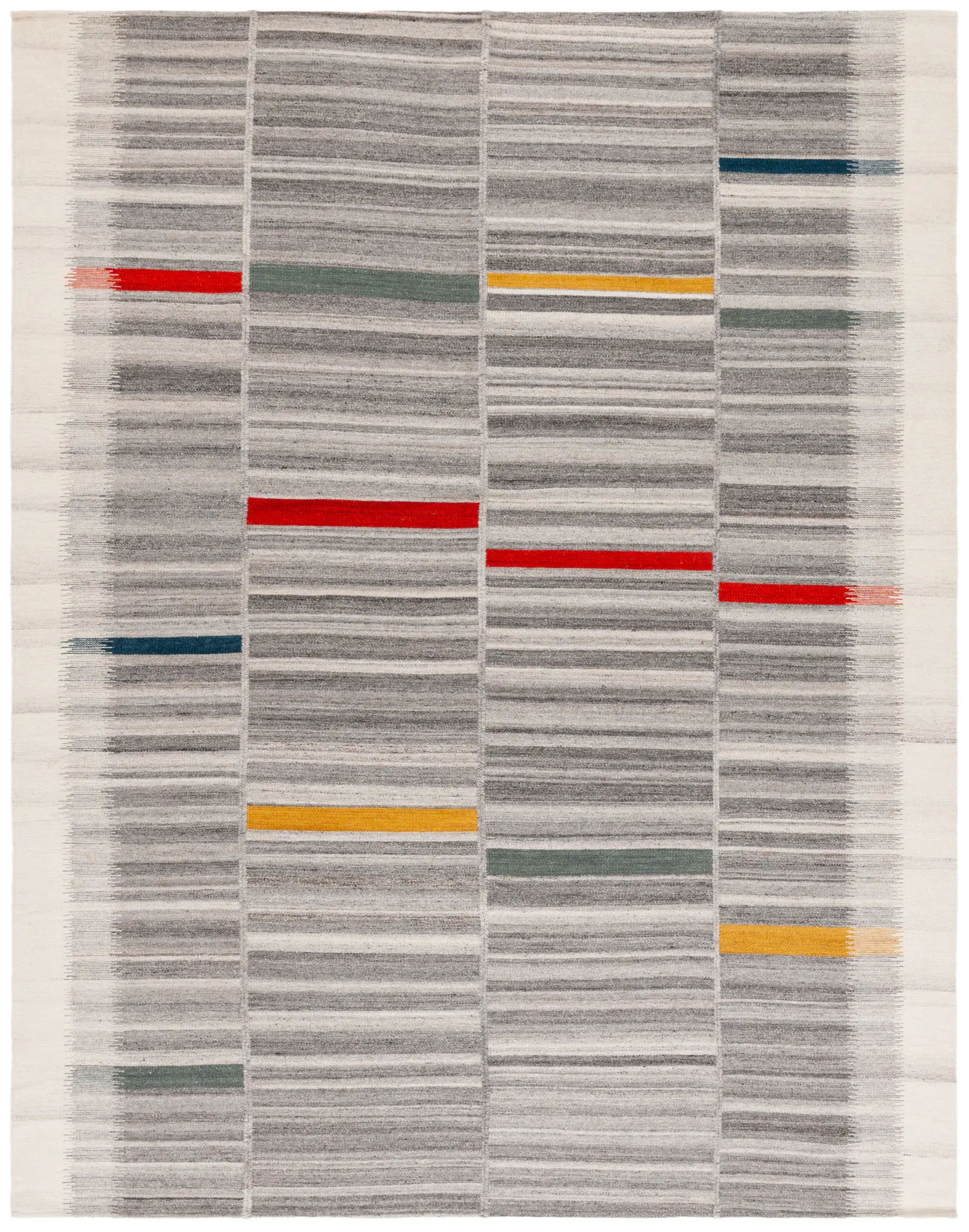 Kilim Striped Panel Flatweave Wool Rug