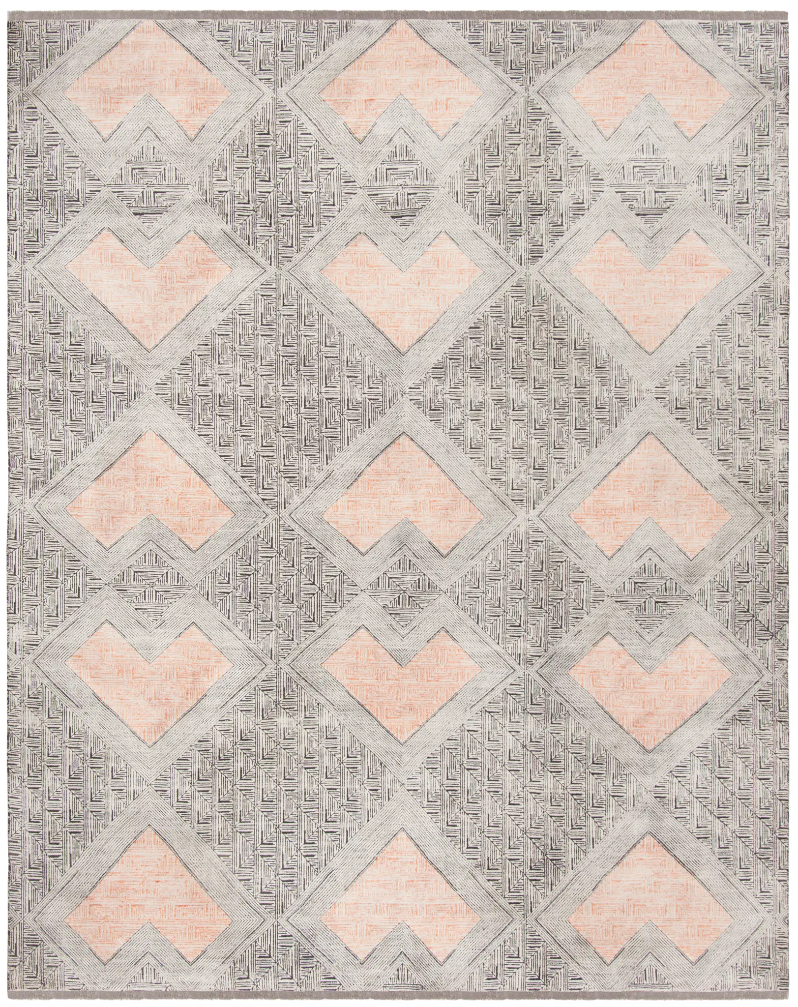 Kensington Interlocking Diamond Hand-Knotted Rug
