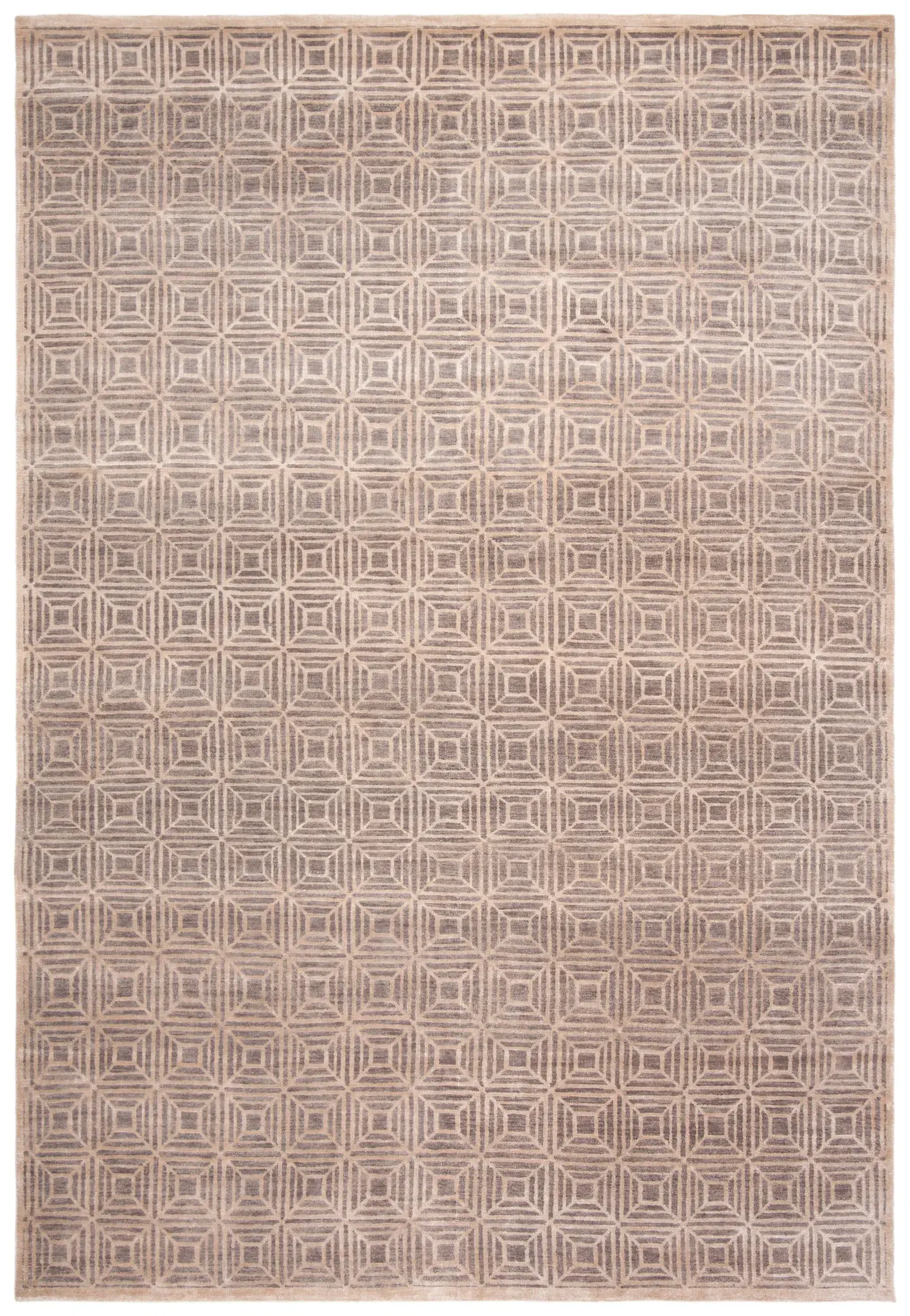 Kensington Concentric Square Hand-Knotted Rug