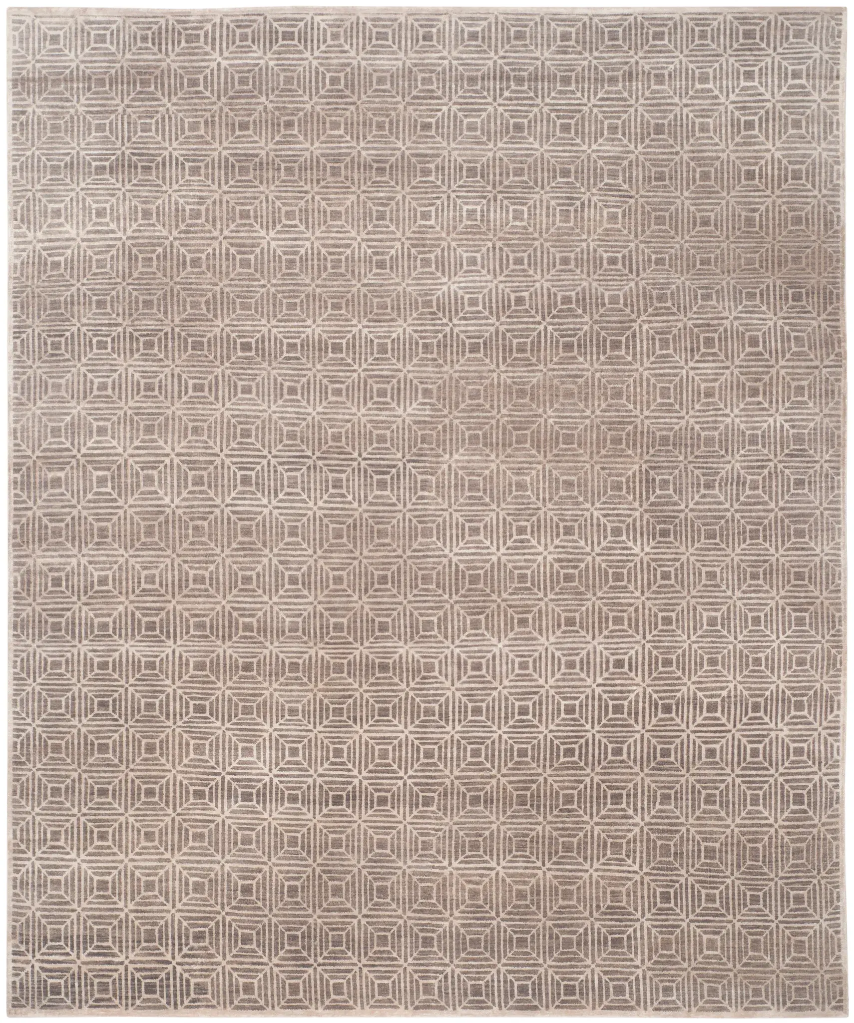 Kensington Concentric Square Hand-Knotted Rug