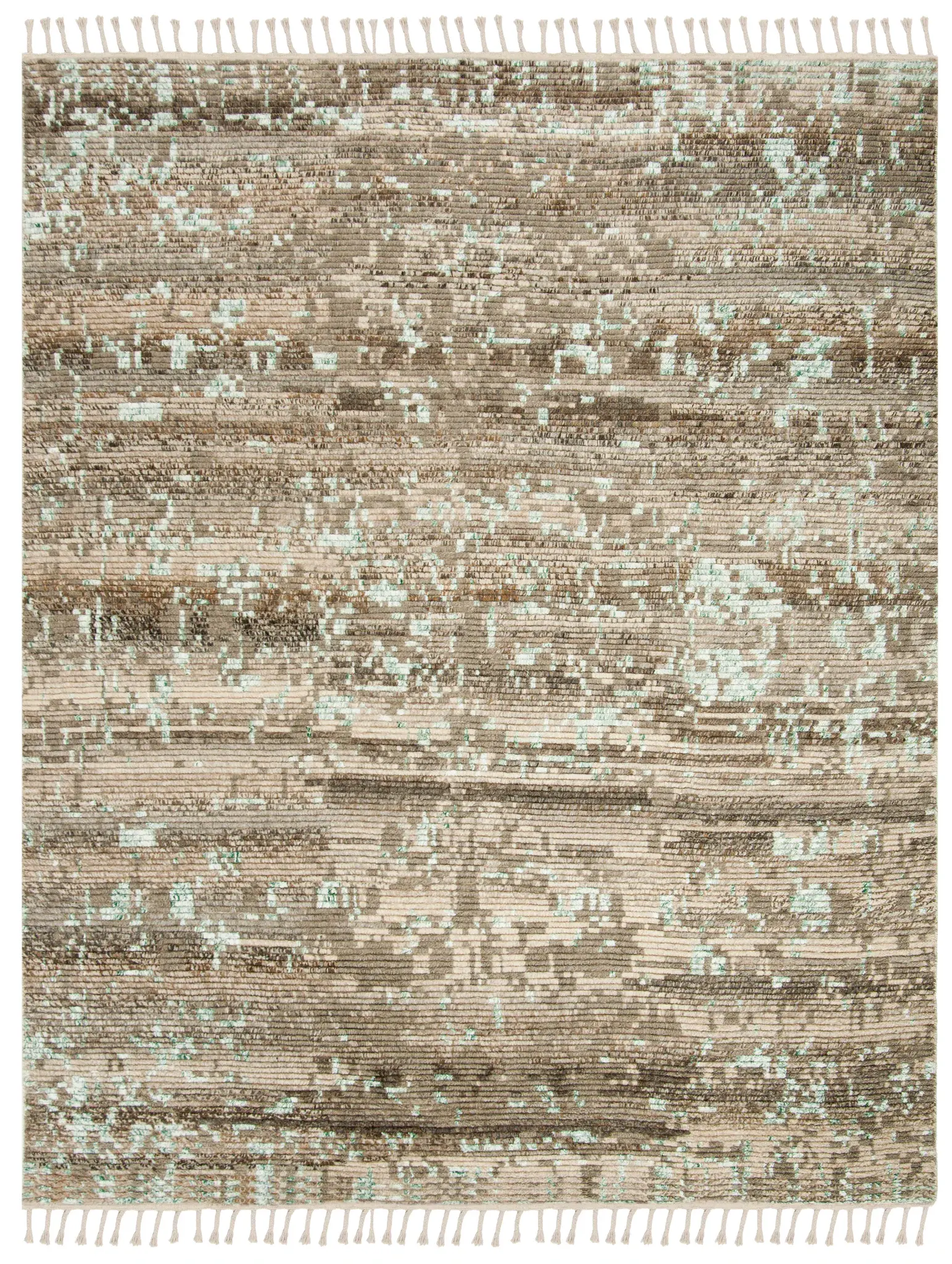 Kenya Abstract Striated Hand-Knotted Wool Rug