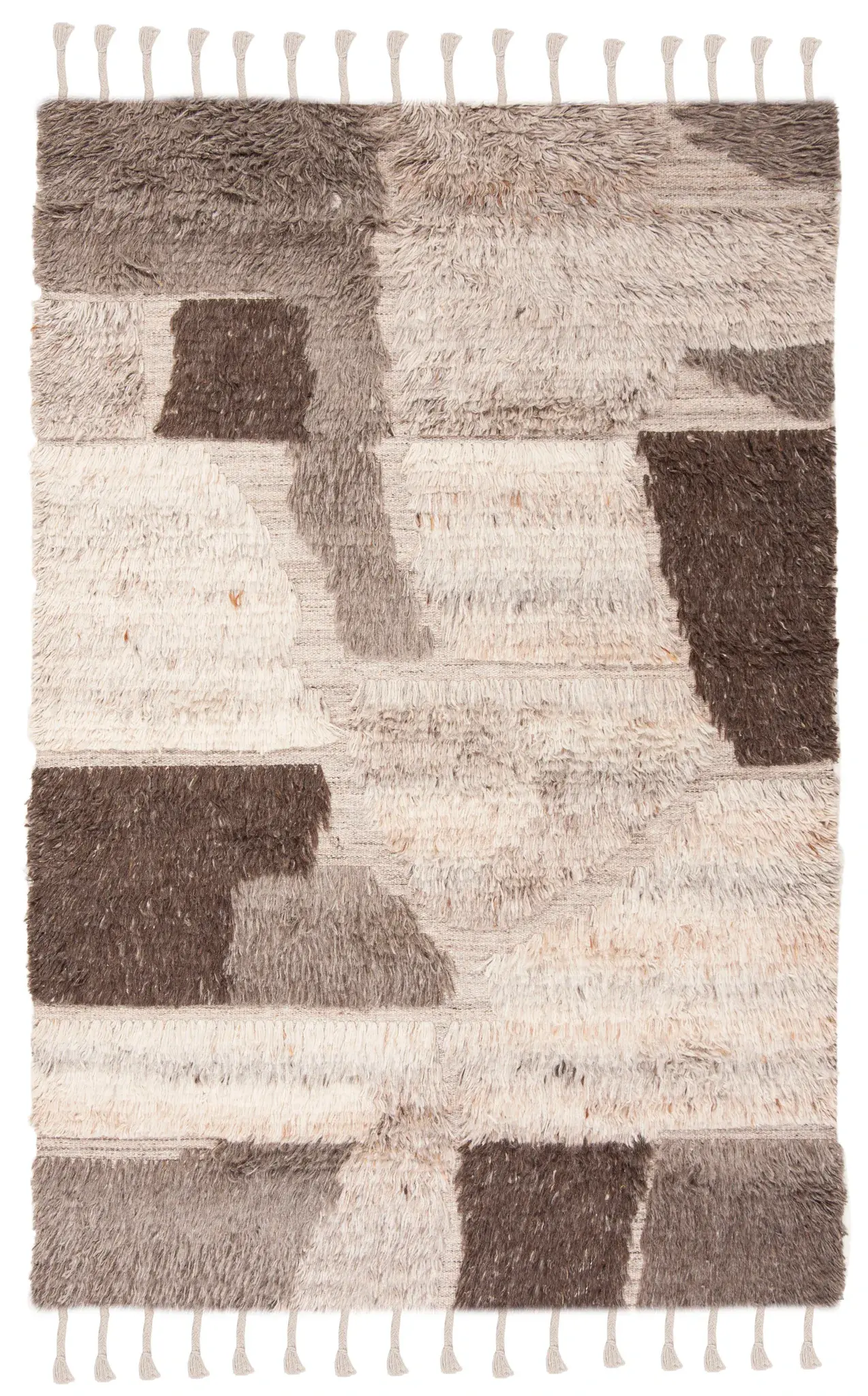 Kenya Block Hand-Knotted Shag Wool Rug