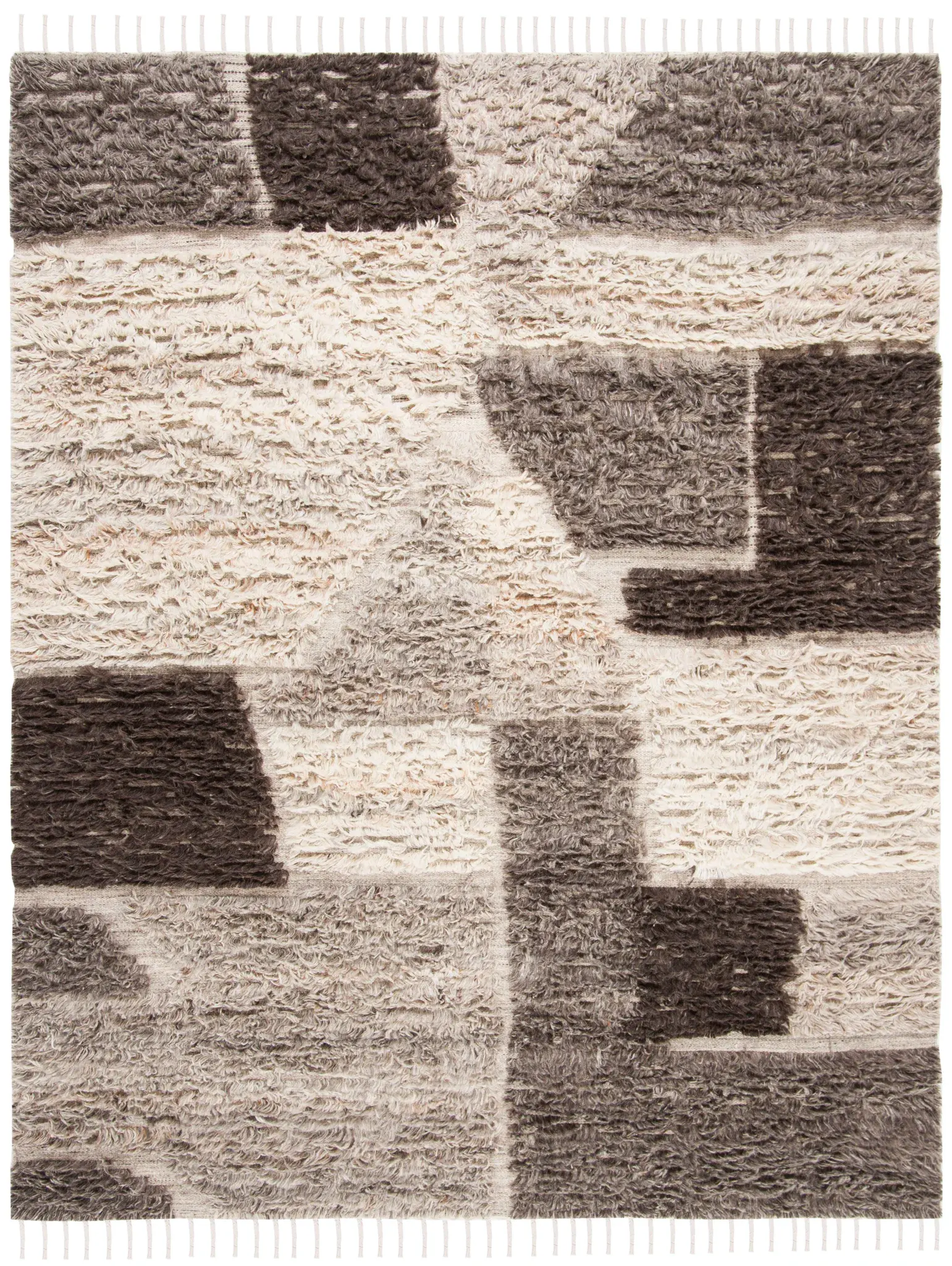 Kenya Block Hand-Knotted Shag Wool Rug