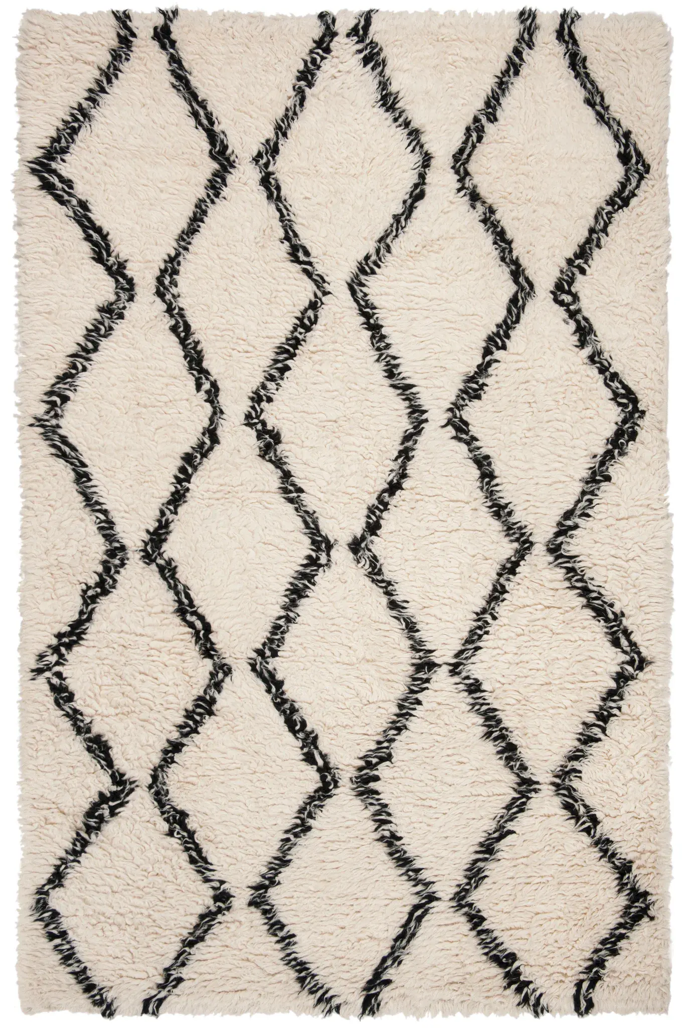 Kenya Zigzag Diamond Hand-Woven Shag Wool Rug