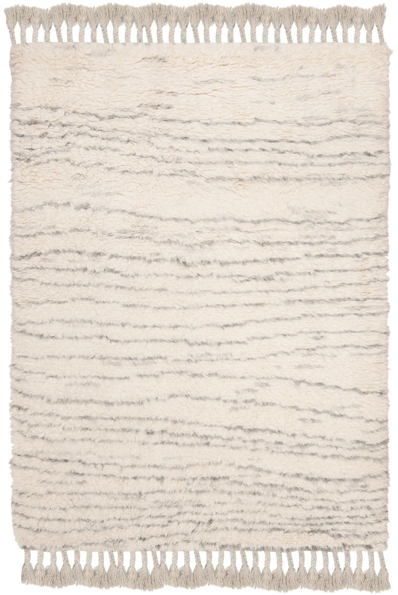 Kenya Wavy Stripe Hand-Knotted Shag Wool Rug