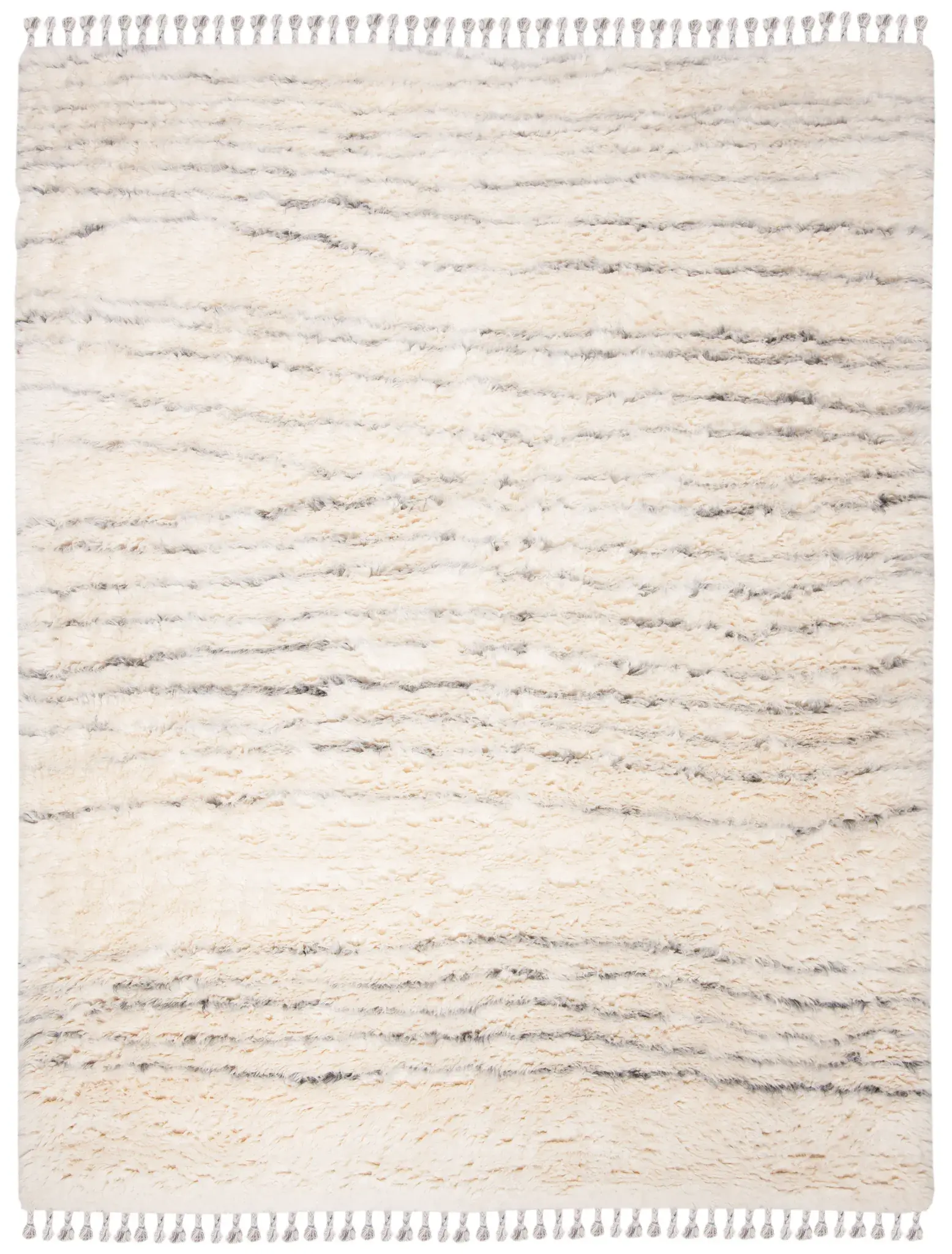 Kenya Wavy Stripe Hand-Knotted Shag Wool Rug