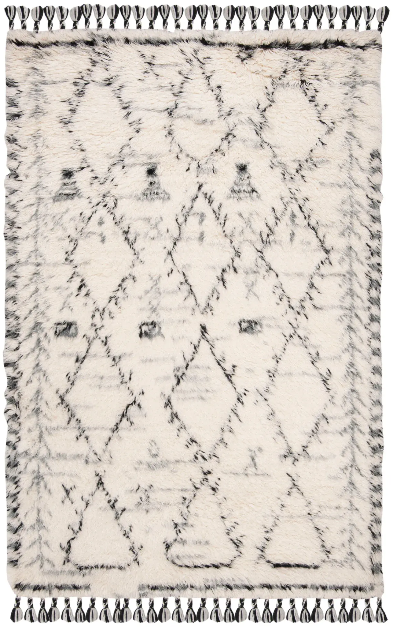Kenya Diamond Lattice Hand-Knotted Shag Wool Rug