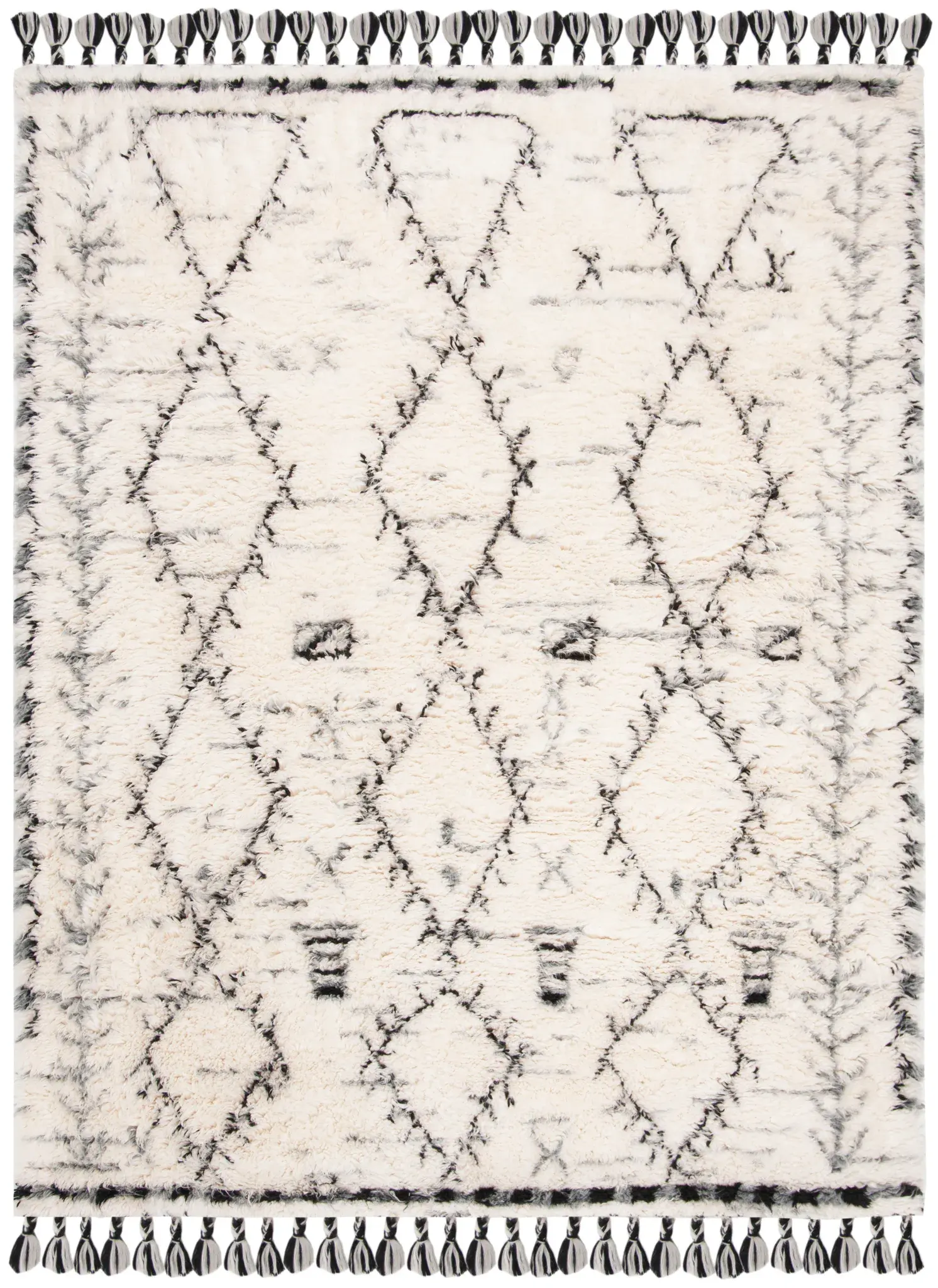 Kenya Diamond Lattice Hand-Knotted Shag Wool Rug