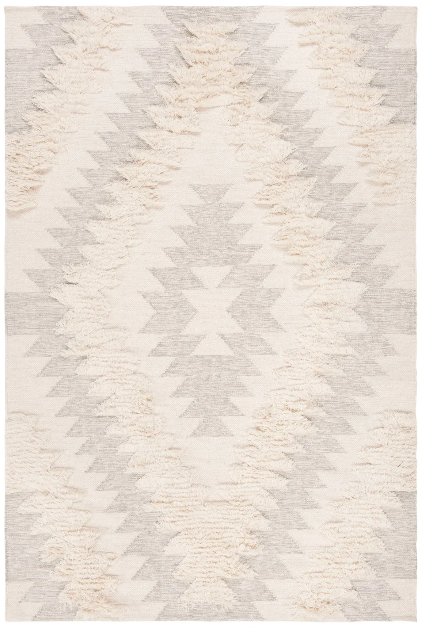 Kenya Stepped Diamond Hand-Woven Shag Wool Rug