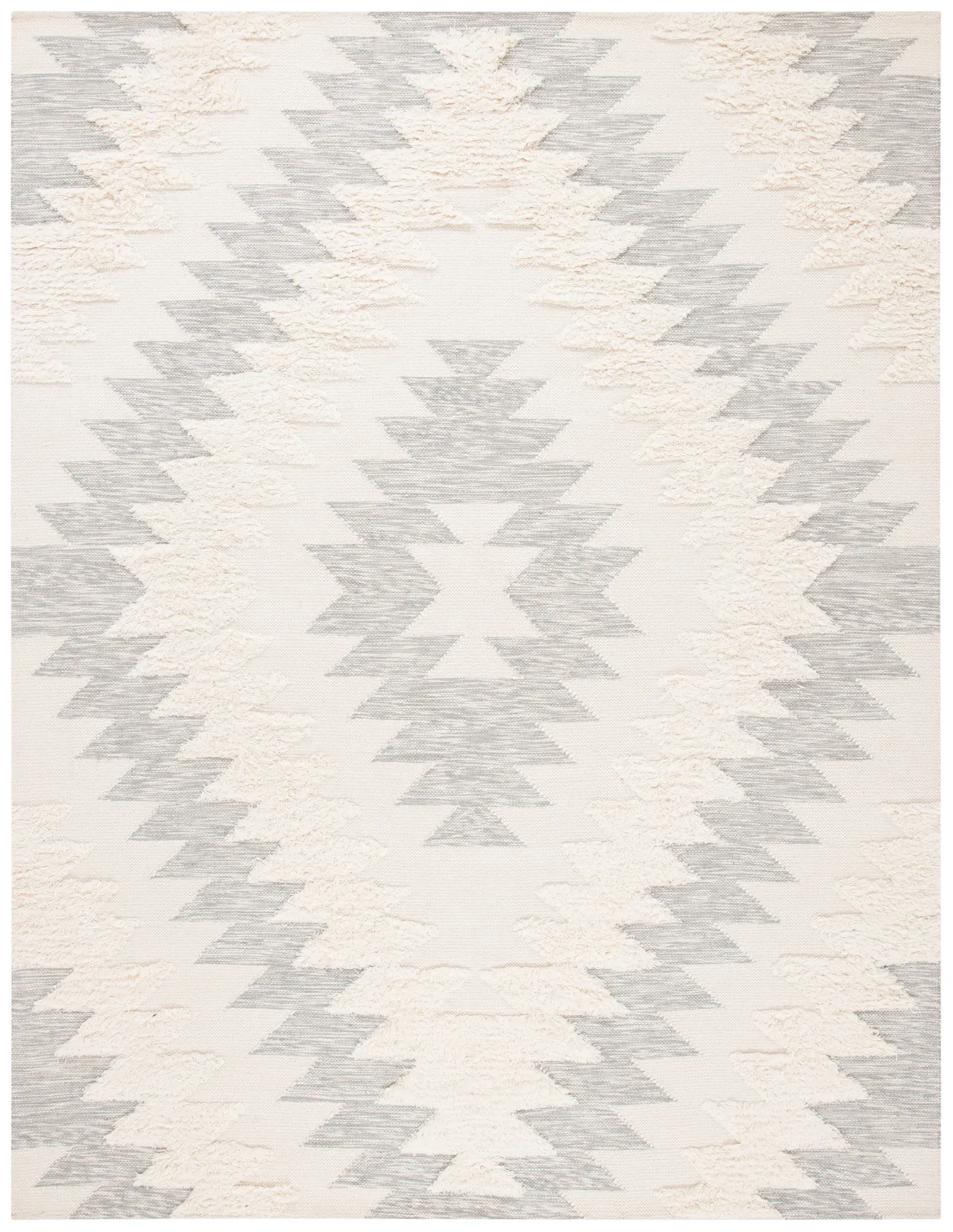 Kenya Stepped Diamond Hand-Woven Shag Wool Rug