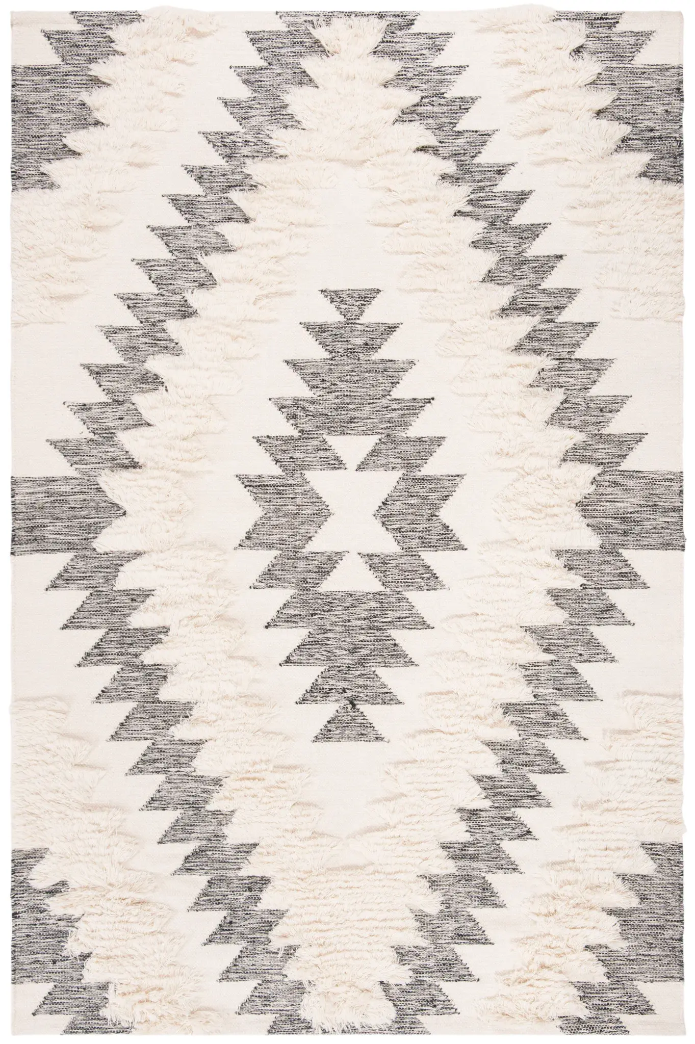 Kenya Stepped Diamond Hand-Woven Shag Wool Rug