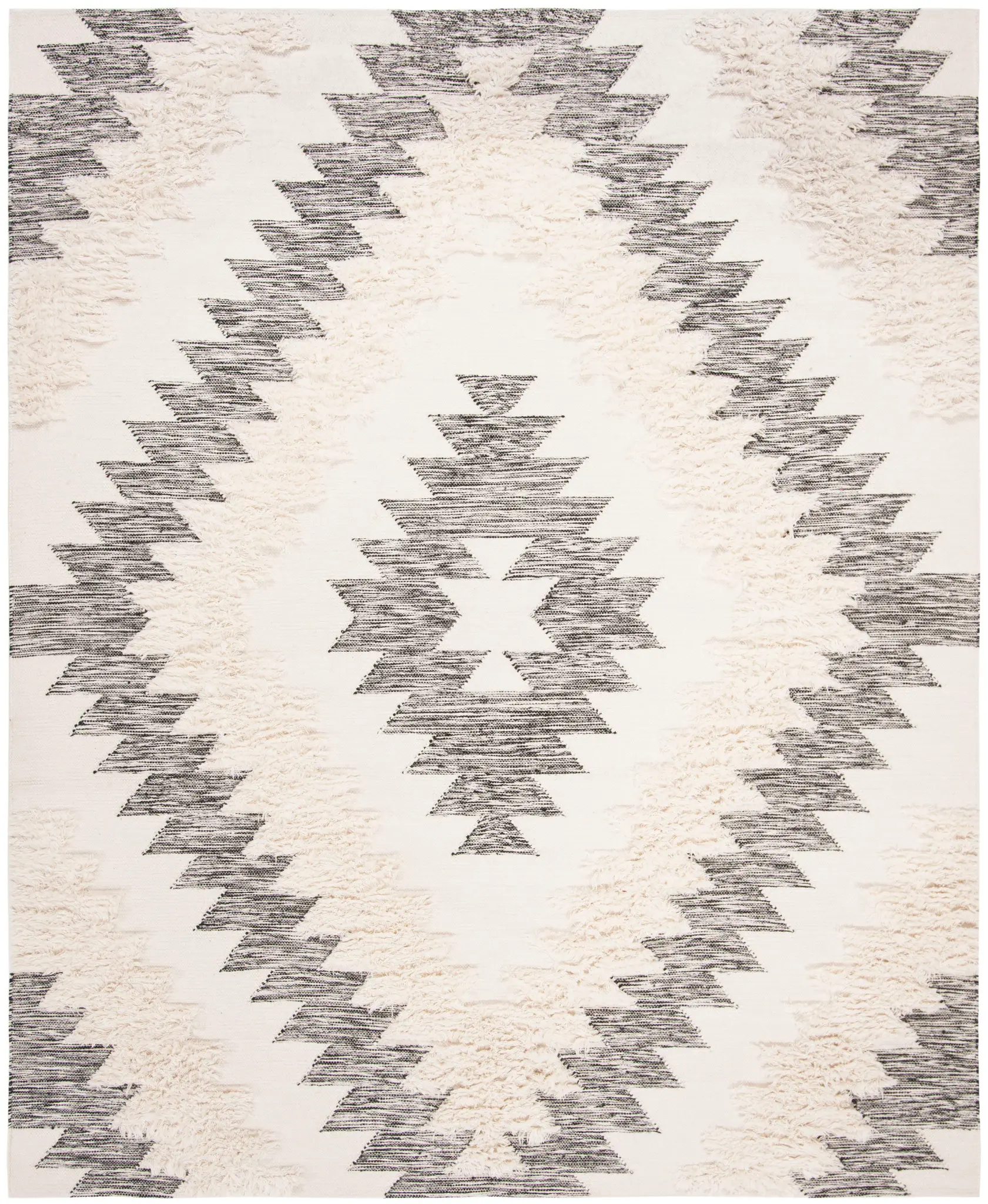 Kenya Stepped Diamond Hand-Woven Shag Wool Rug