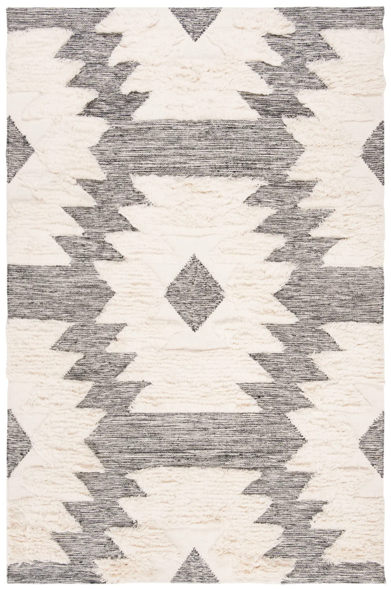 Kenya Southwestern Diamond Hand-Woven Shag Wool Rug
