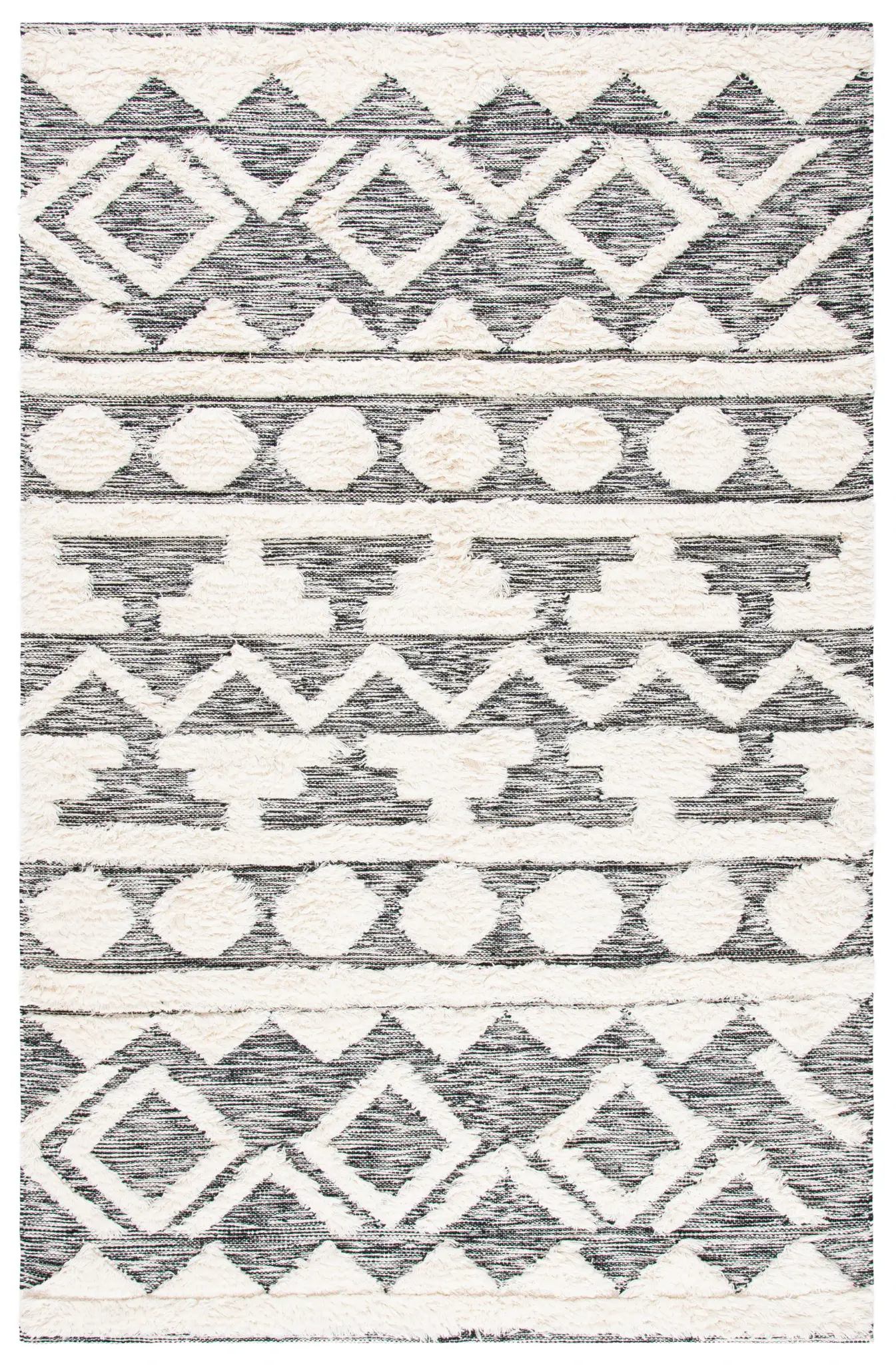 Kenya Tahoe Tribal Banded Hand-Woven Shag Wool Rug