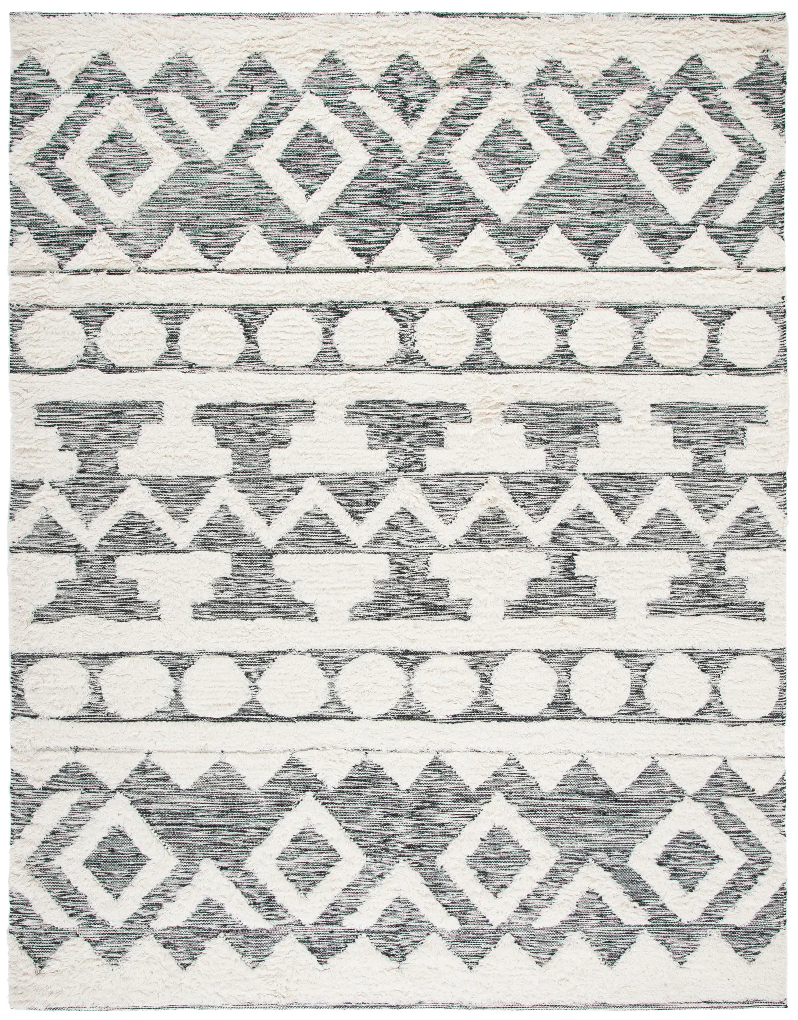 Kenya Tahoe Tribal Banded Hand-Woven Shag Wool Rug