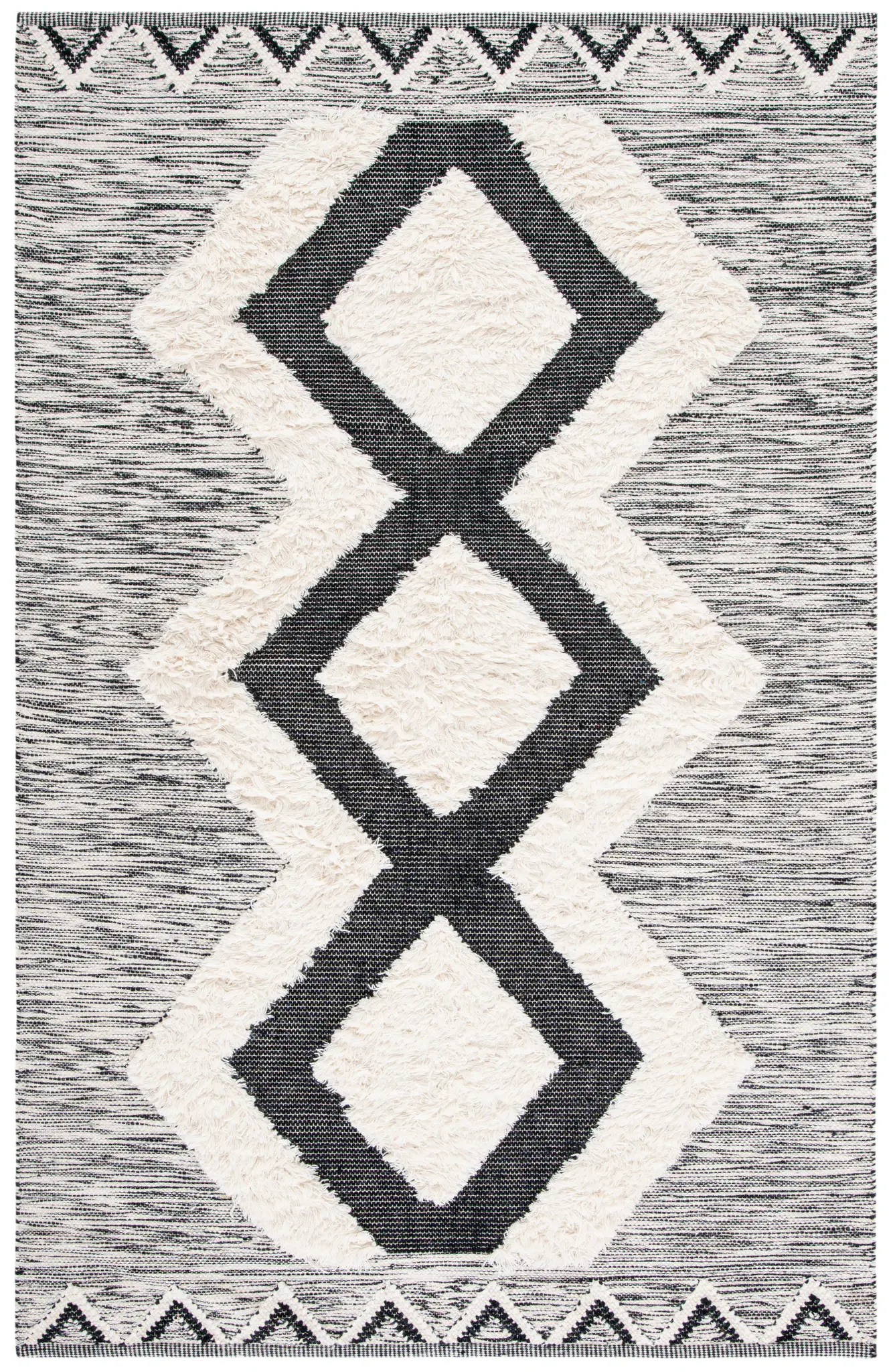 Kenya Tahoe Stacked Diamond Hand-Loomed Shag Wool Rug