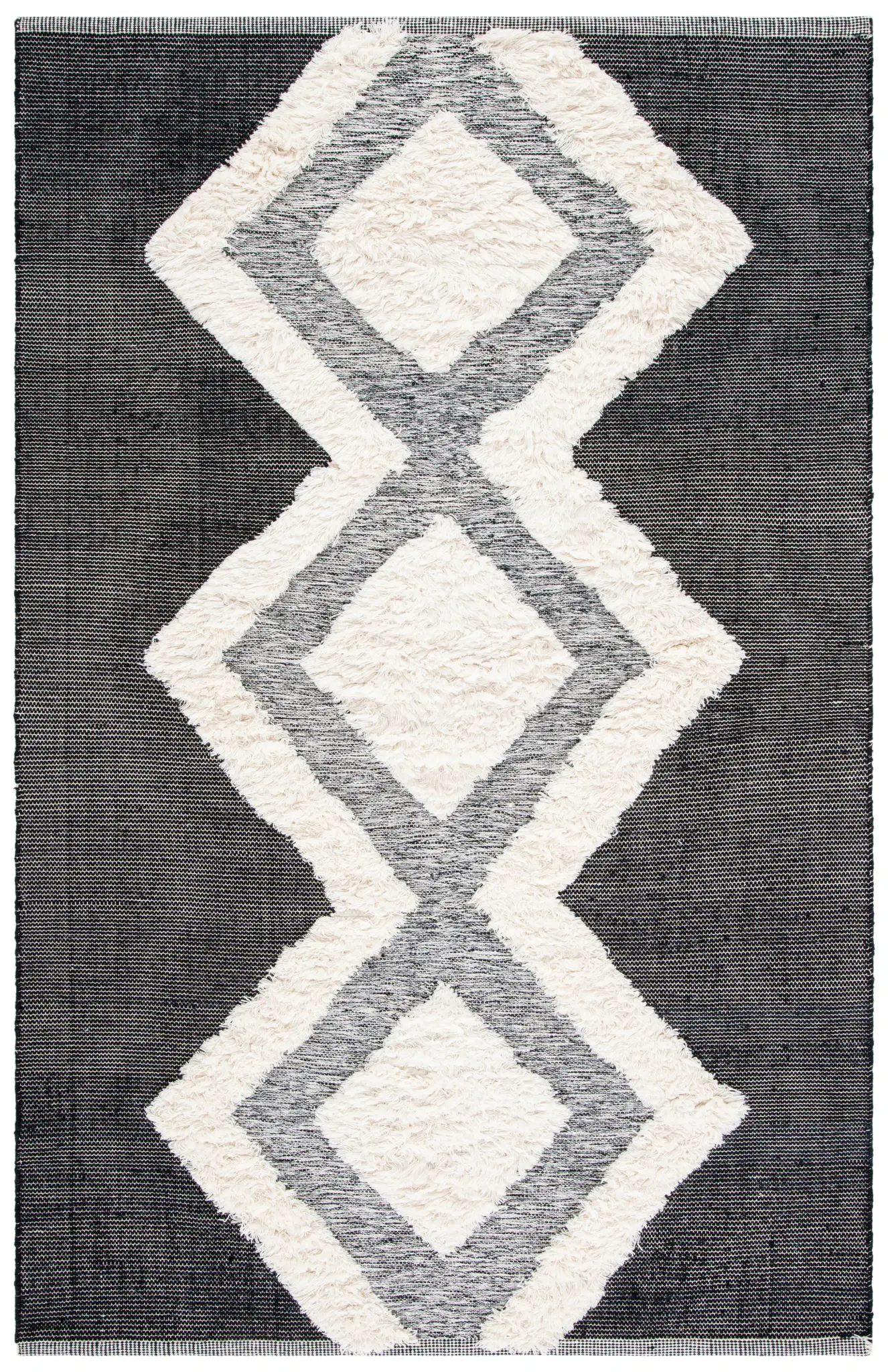 Kenya Tahoe Diamond Hand-Loomed Shag Wool Rug