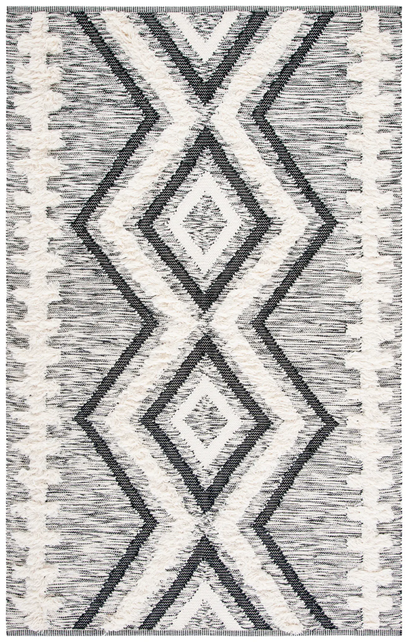 Kenya Tahoe Concentric Diamond Hand-Loomed Shag Wool Rug