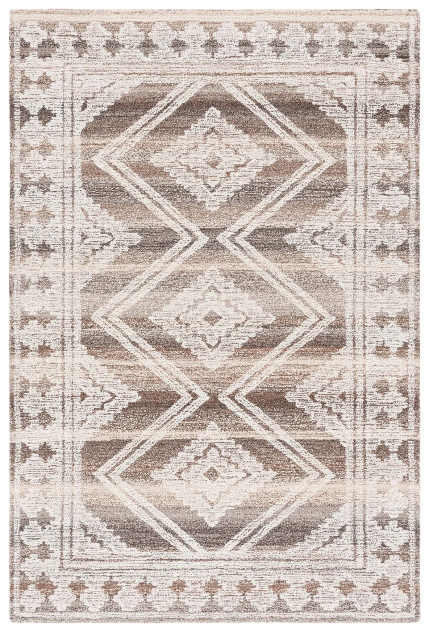 Kenya Diamond Bordered Hand-Tufted Wool Rug