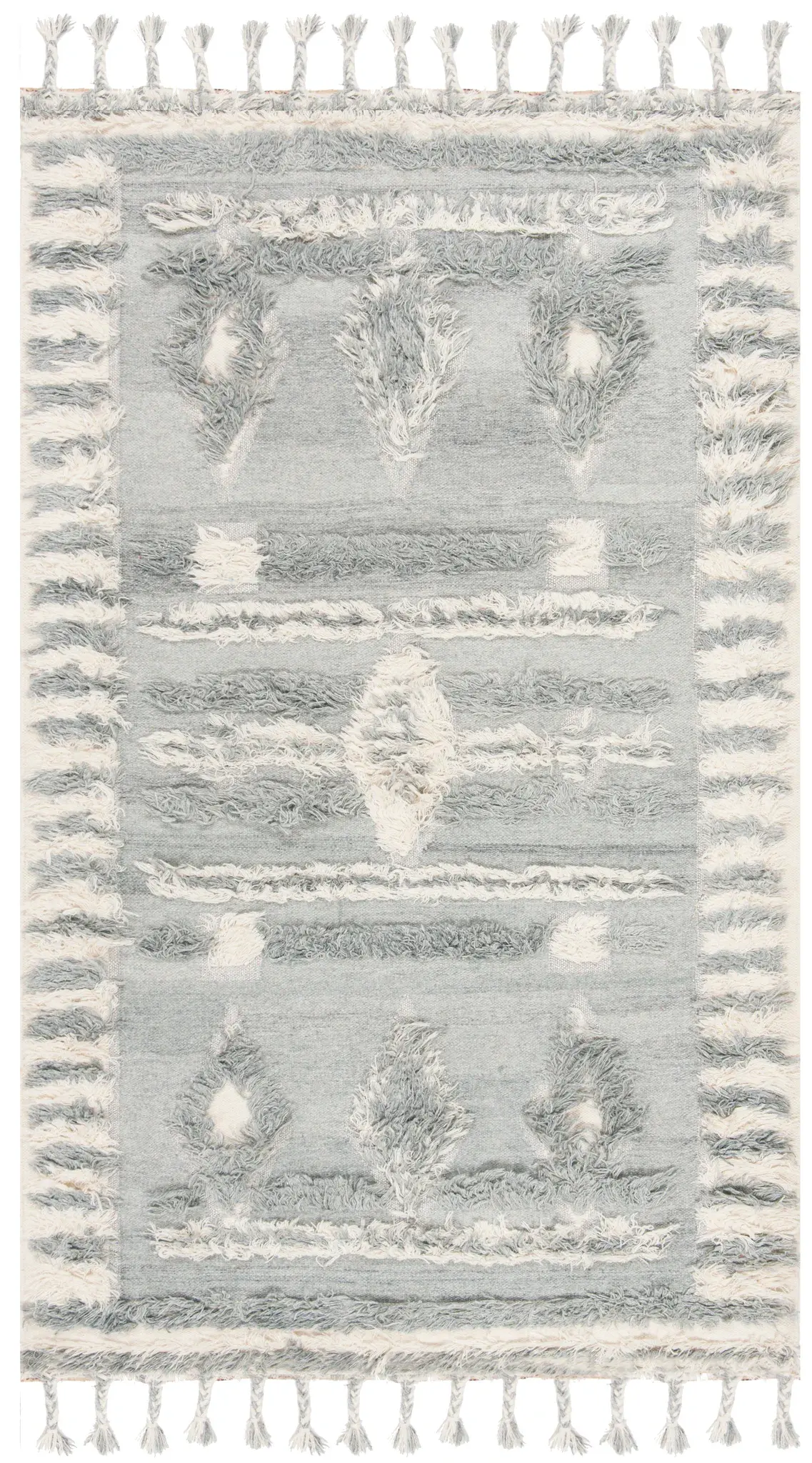 Kenya Striped Diamond Hand-Knotted Shag Wool Rug