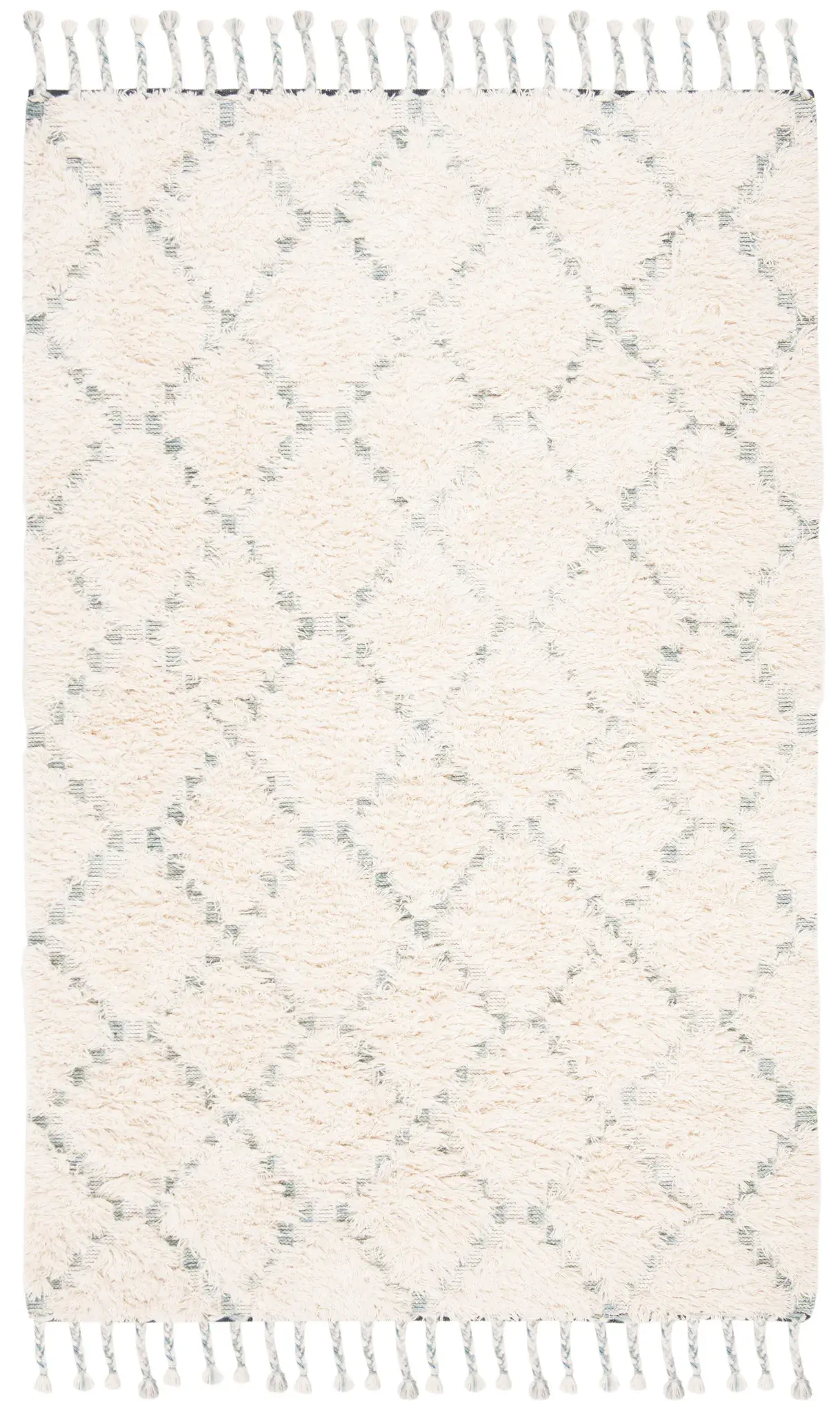 Kenya Diamond Trellis Hand-Knotted Wool Shag Rug