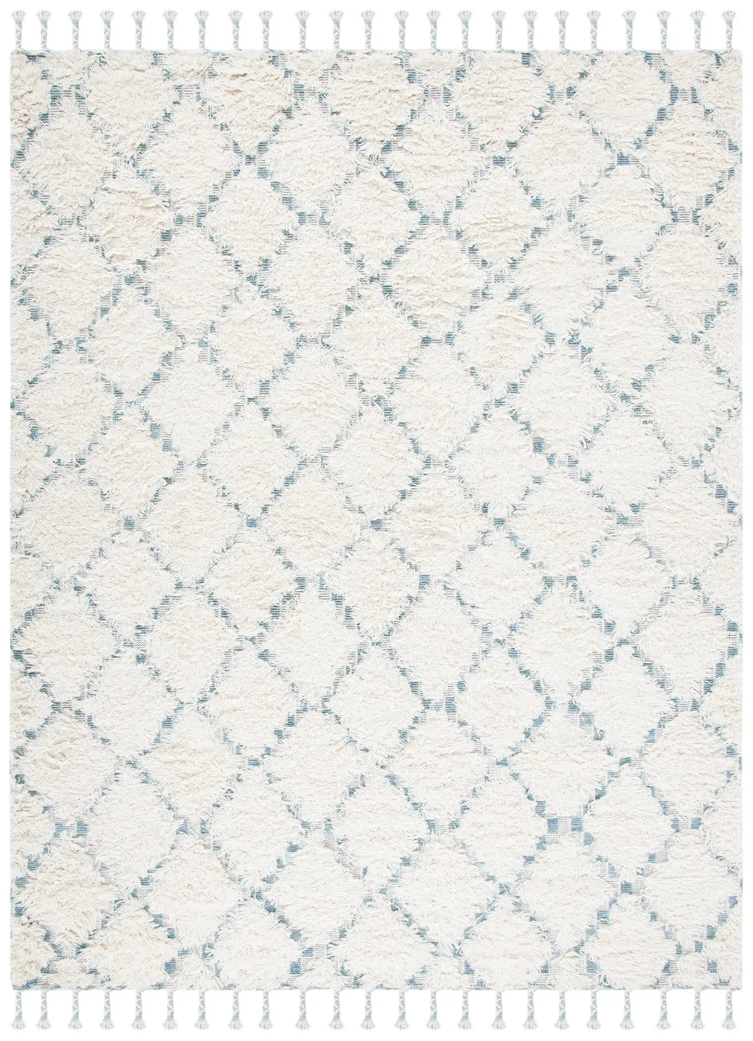 Kenya Diamond Trellis Hand-Knotted Wool Shag Rug
