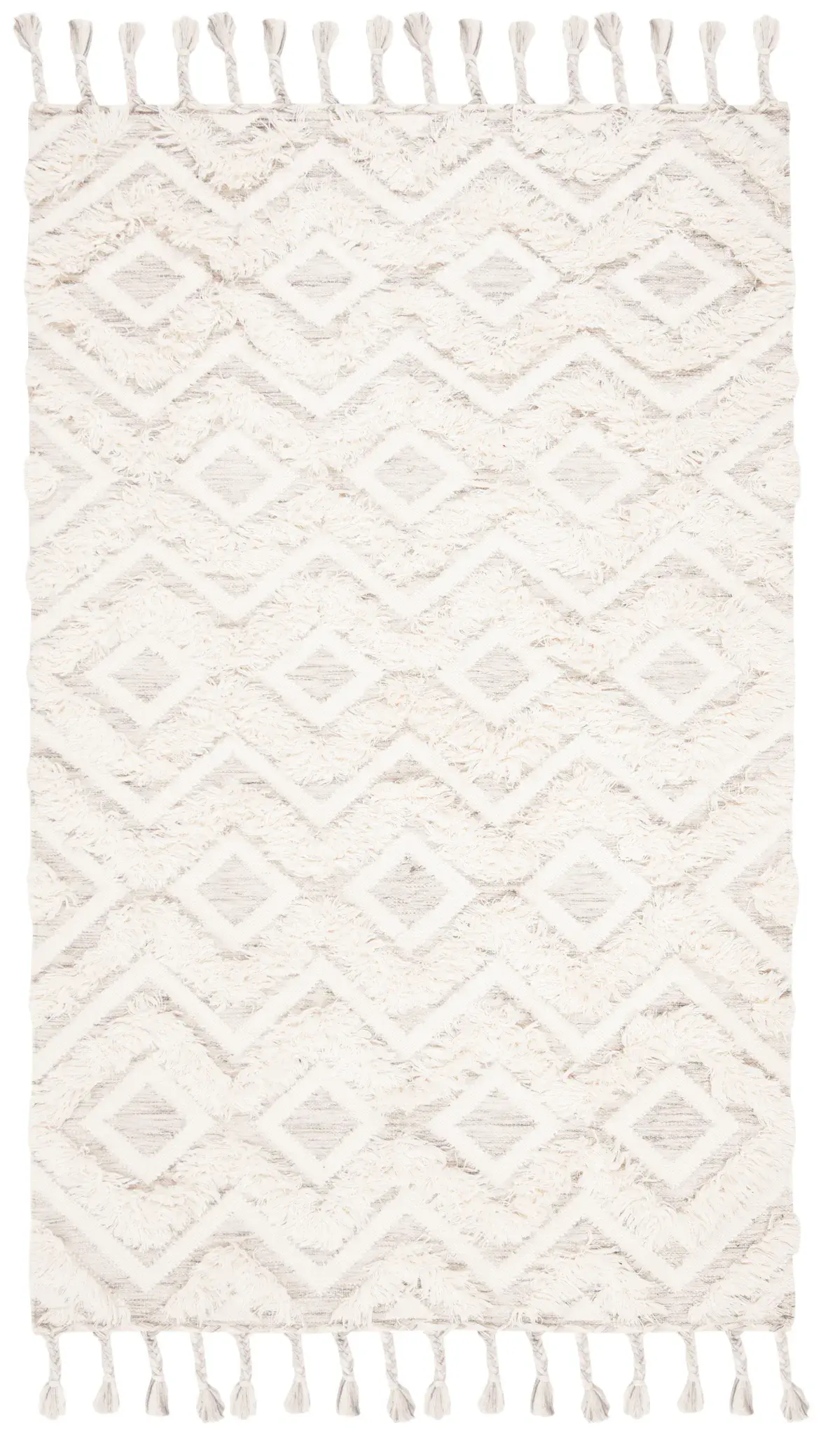 Kenya Chevron Diamond Hand-Knotted Shag Wool Rug