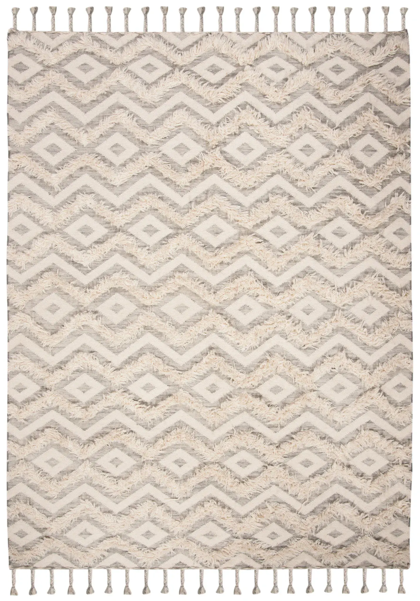 Kenya Chevron Diamond Hand-Knotted Shag Wool Rug