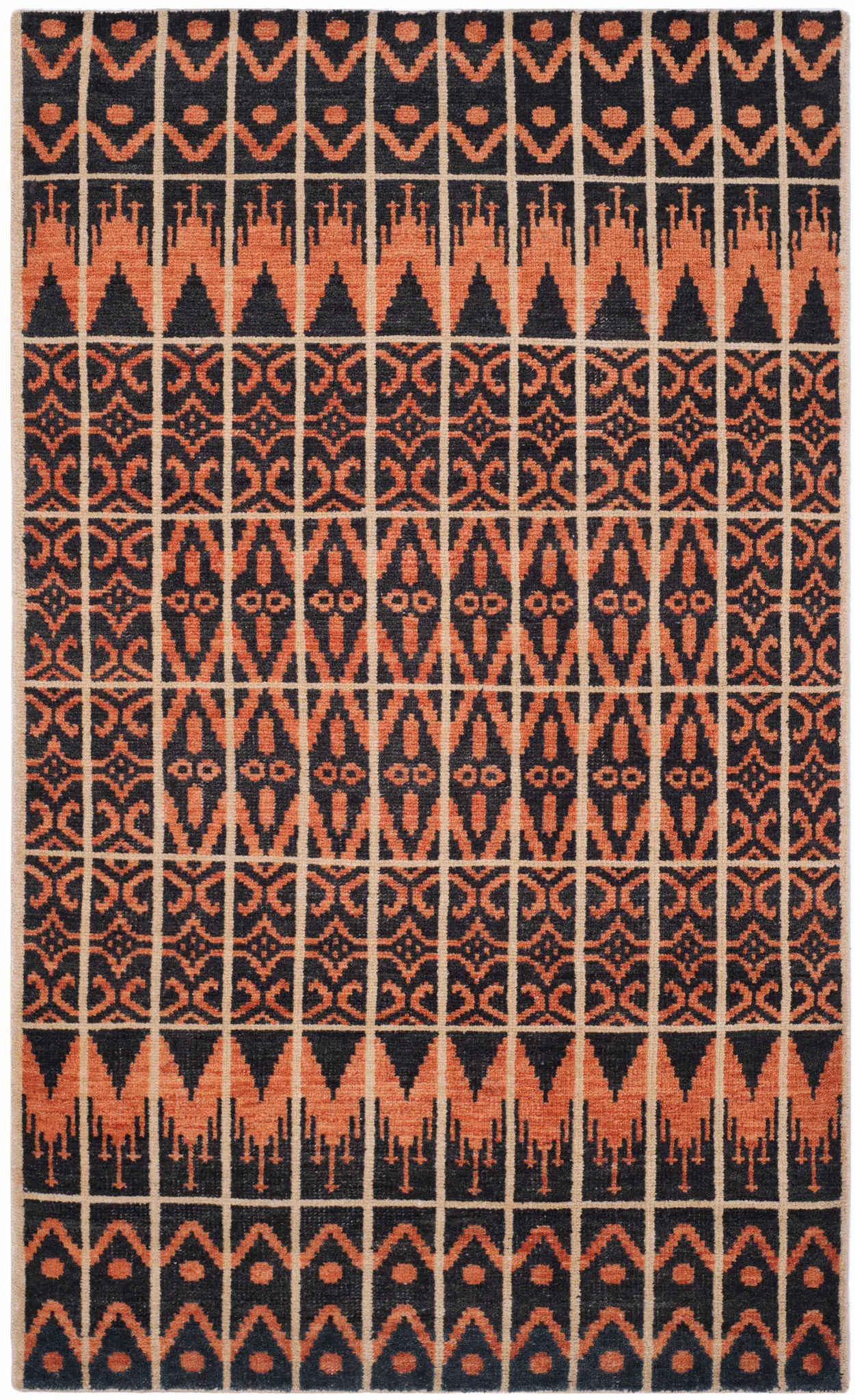 Kenya Paneled Tribal Hand-Knotted Wool Rug