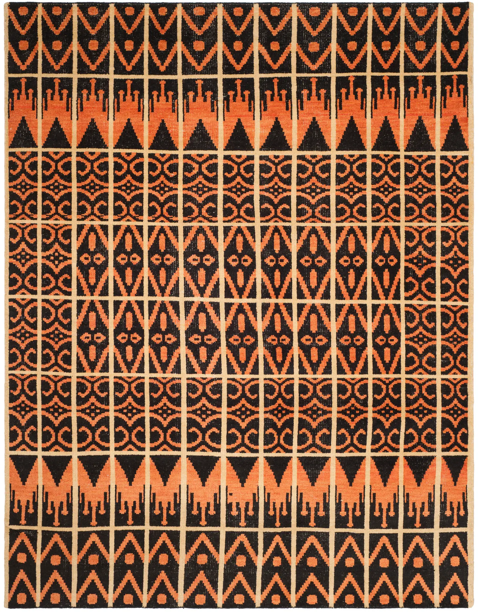 Kenya Paneled Tribal Hand-Knotted Wool Rug