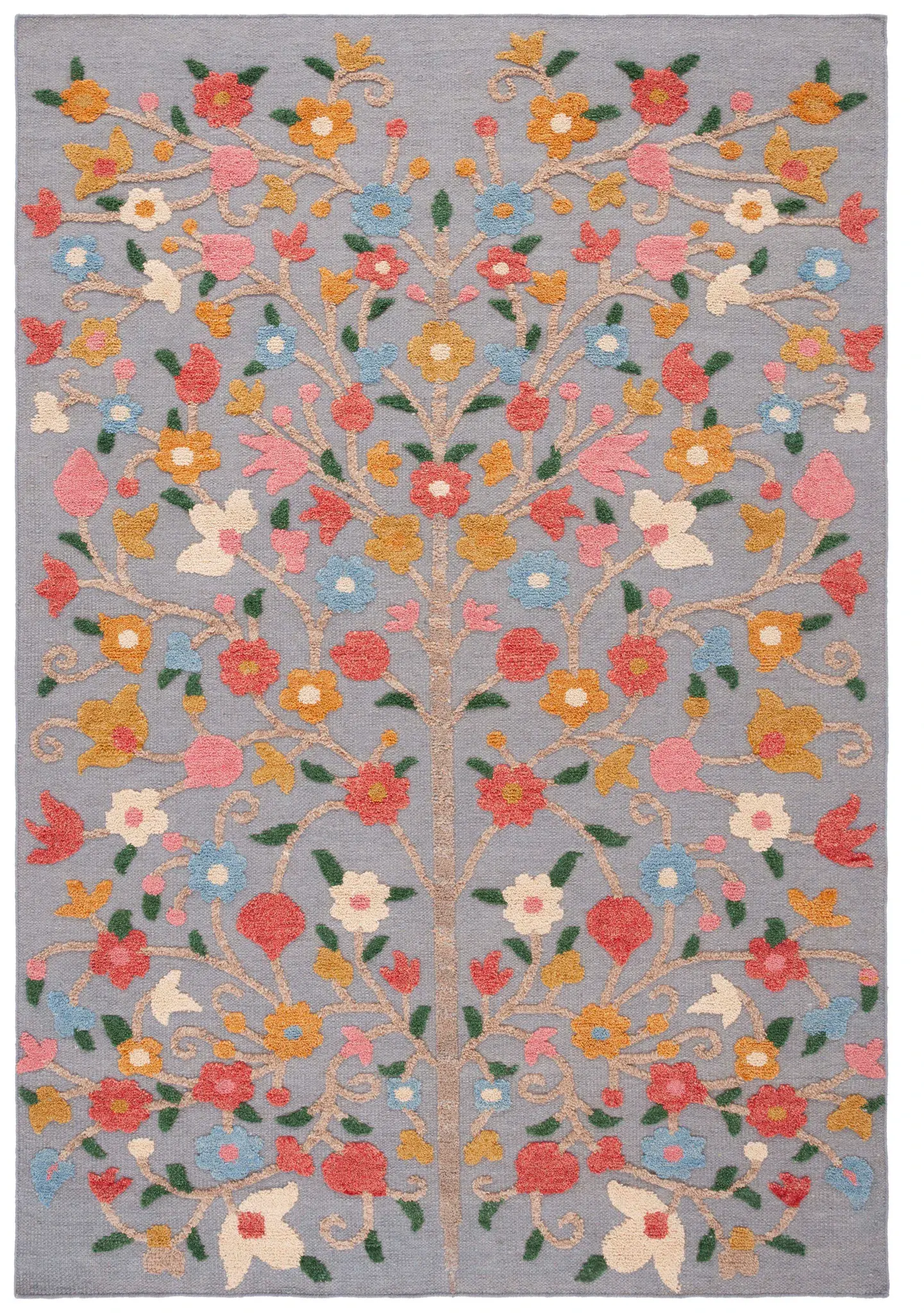 Kenya Branching Floral Hand-Knotted Wool Rug