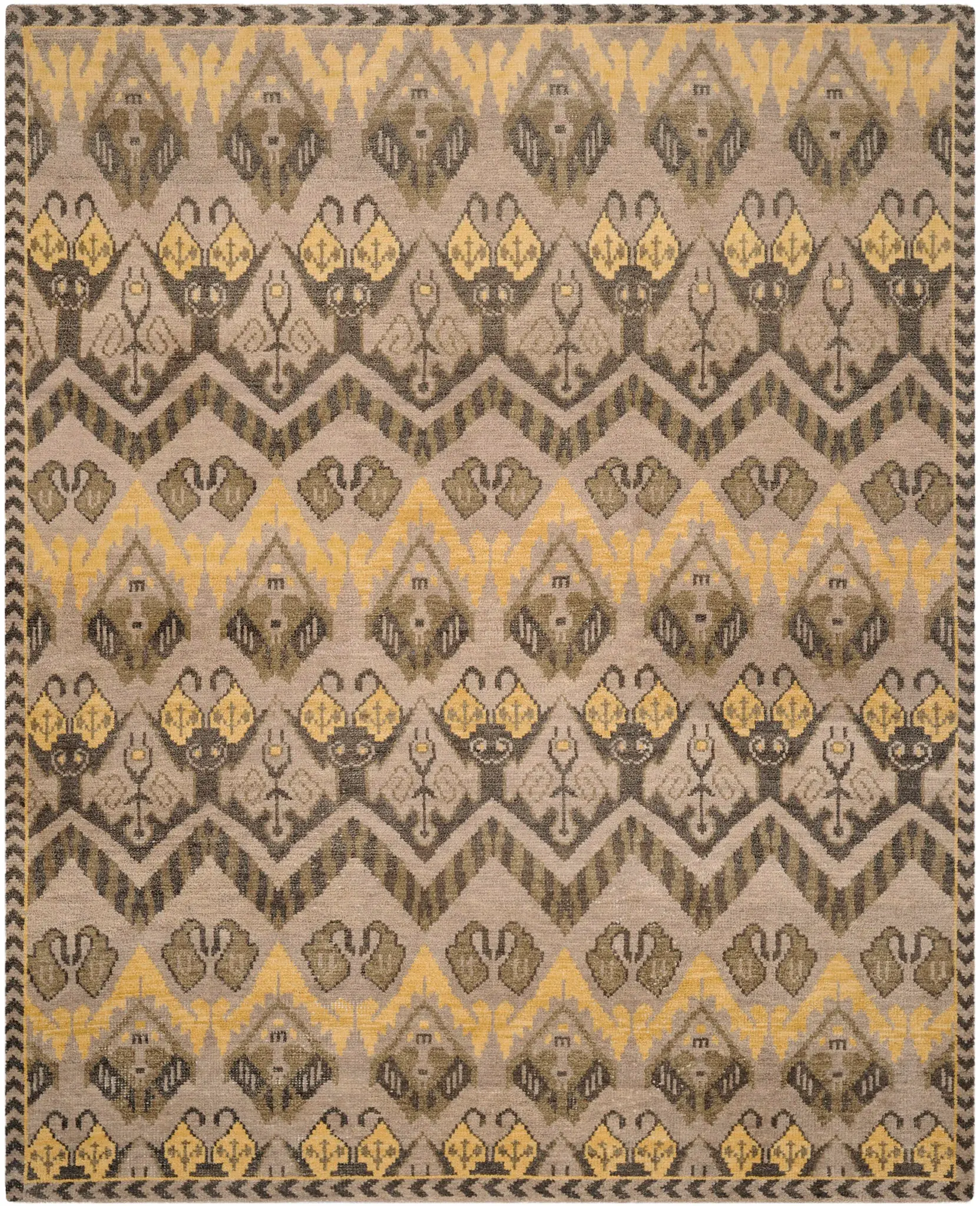 Kenya Banded Ikat Hand-Knotted Wool Rug