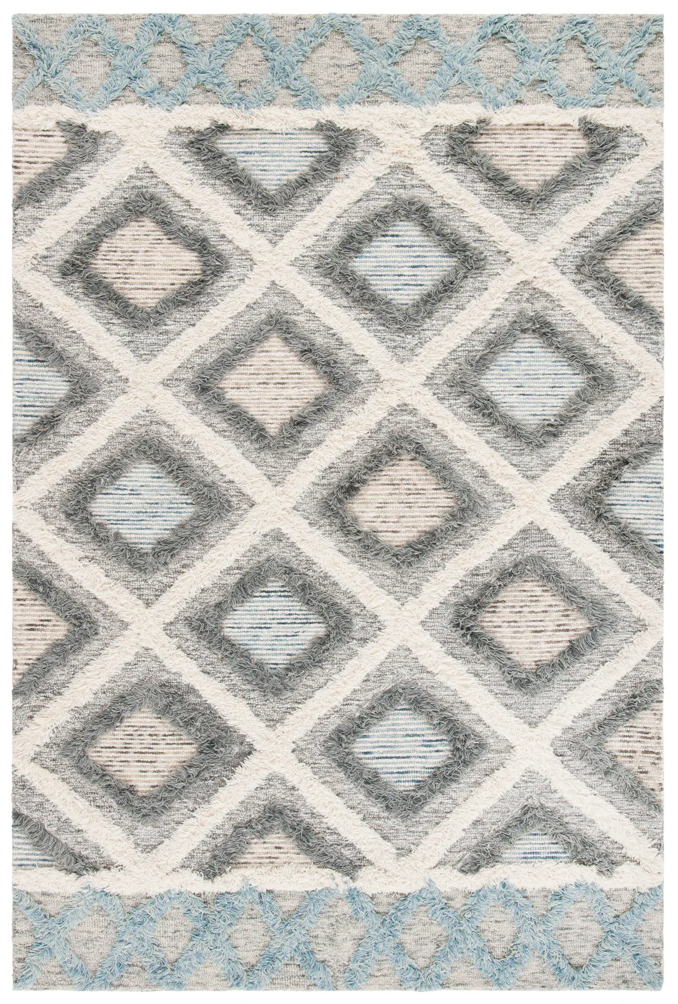 Kenya Framed Diamond Lattice Hand-Tufted Wool Rug