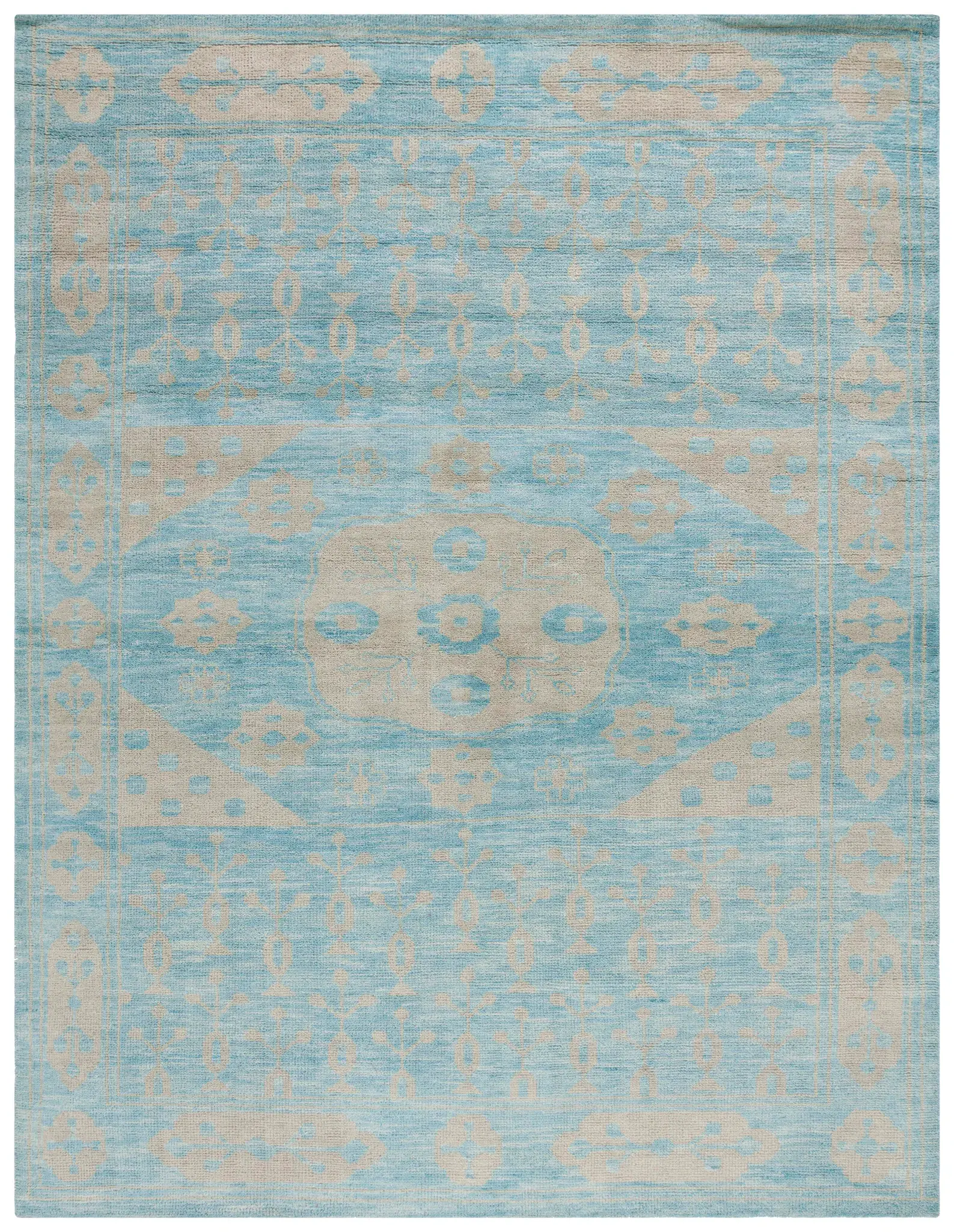 Kenya Faded Medallion Hand-Knotted Wool Rug