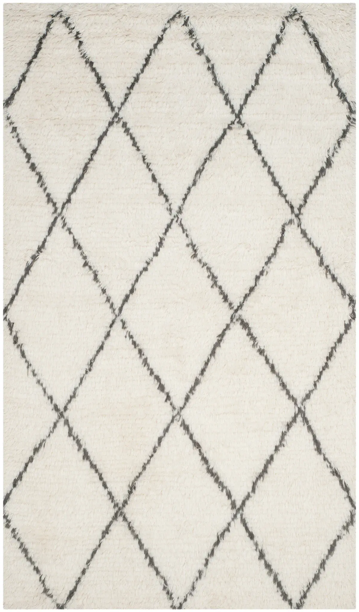Kenya Large Diamond Trellis Hand-Knotted Shag Wool Rug