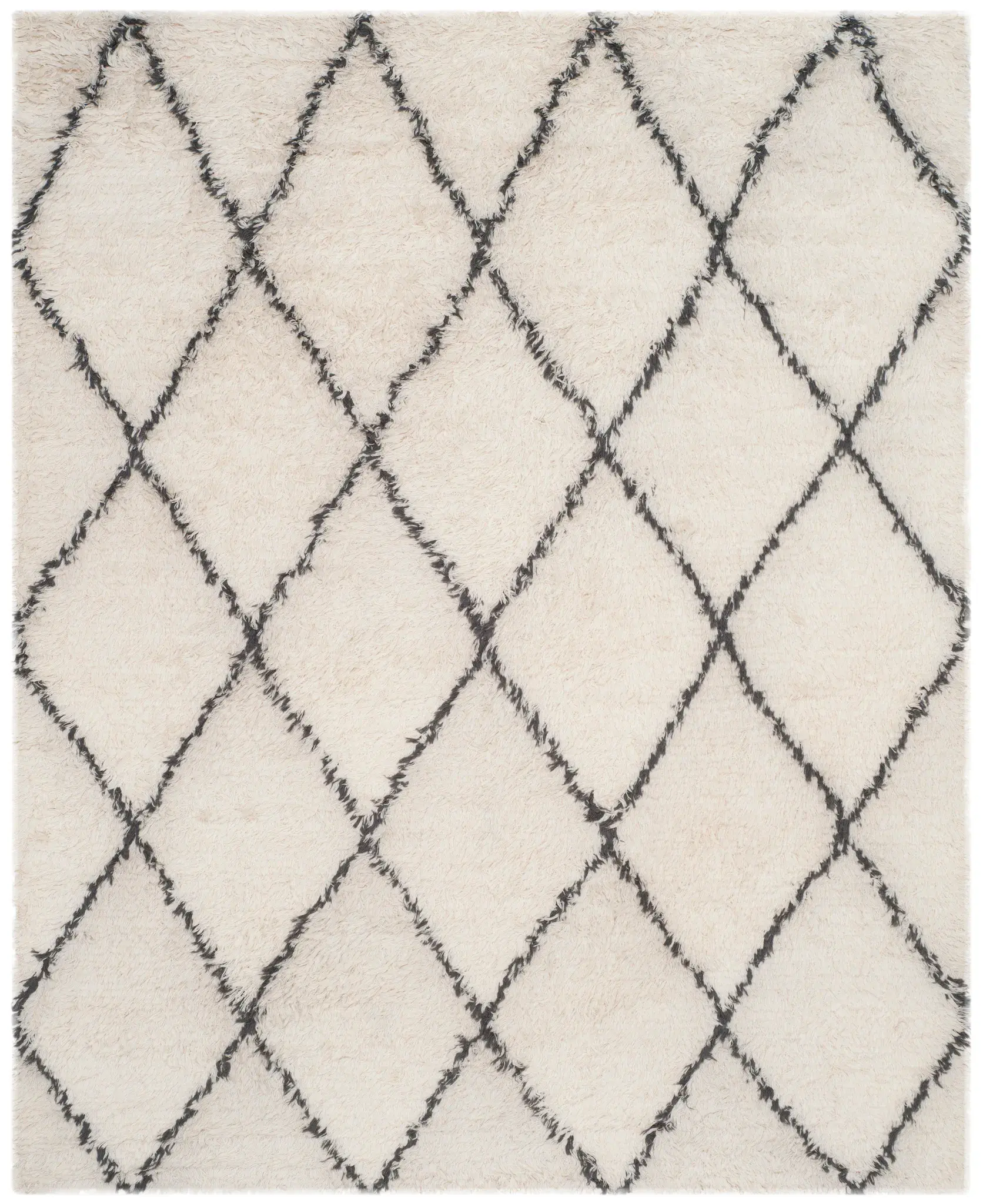 Kenya Large Diamond Trellis Hand-Knotted Shag Wool Rug