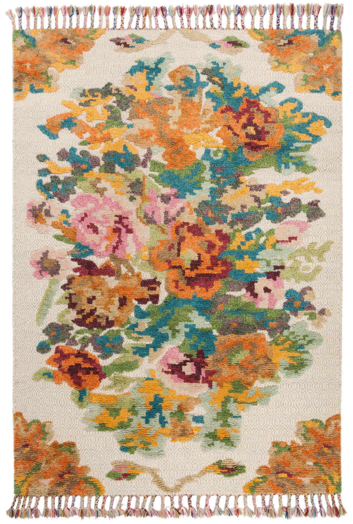 Kenya Raised Floral Hand-Knotted Wool Rug